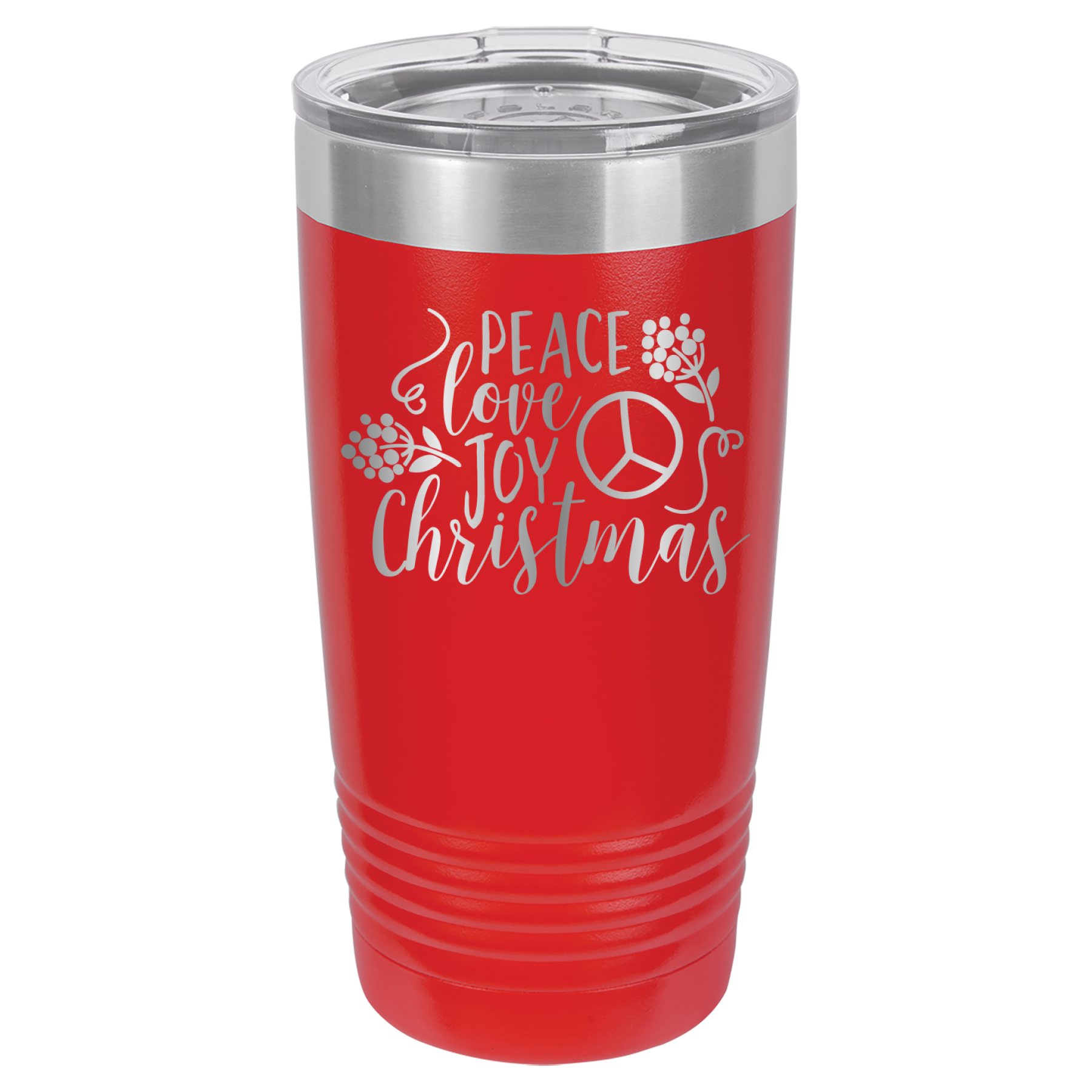 Peace Love Joy - Christmas - 20oz Polar Camel Tumbler - Red image