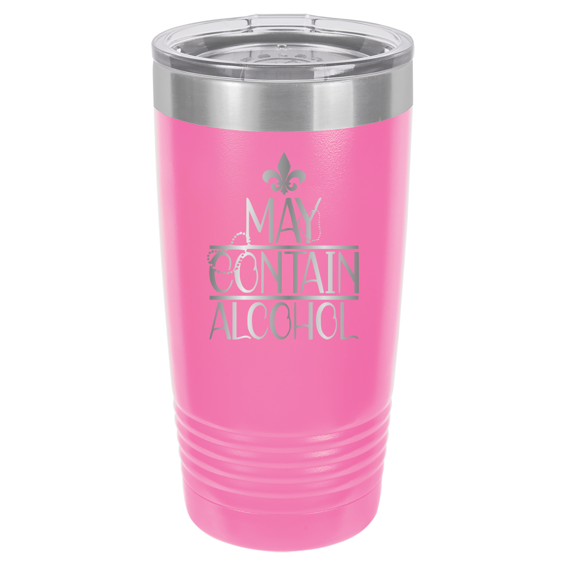 May Contain Alcohol - Mardi Gras, New Orleans, NOLA - 20oz Polar Camel Tumbler - Pink image