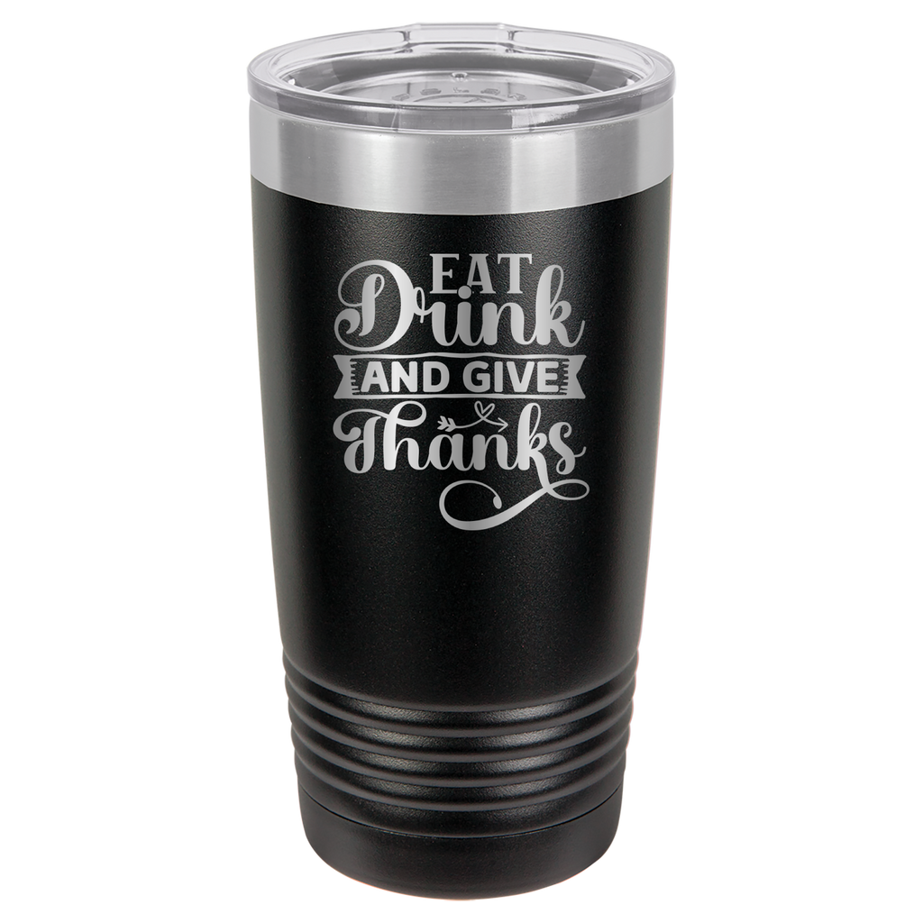 Eat, Drink, Give Thanks - 20oz Polar Camel Tumbler - Black image