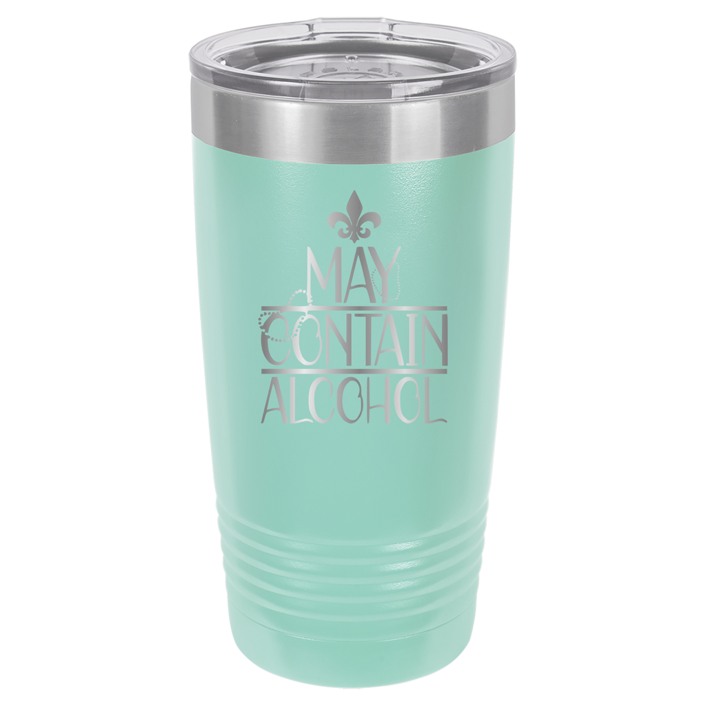 May Contain Alcohol - Mardi Gras, New Orleans, NOLA - 20oz Polar Camel Tumbler - Teal image