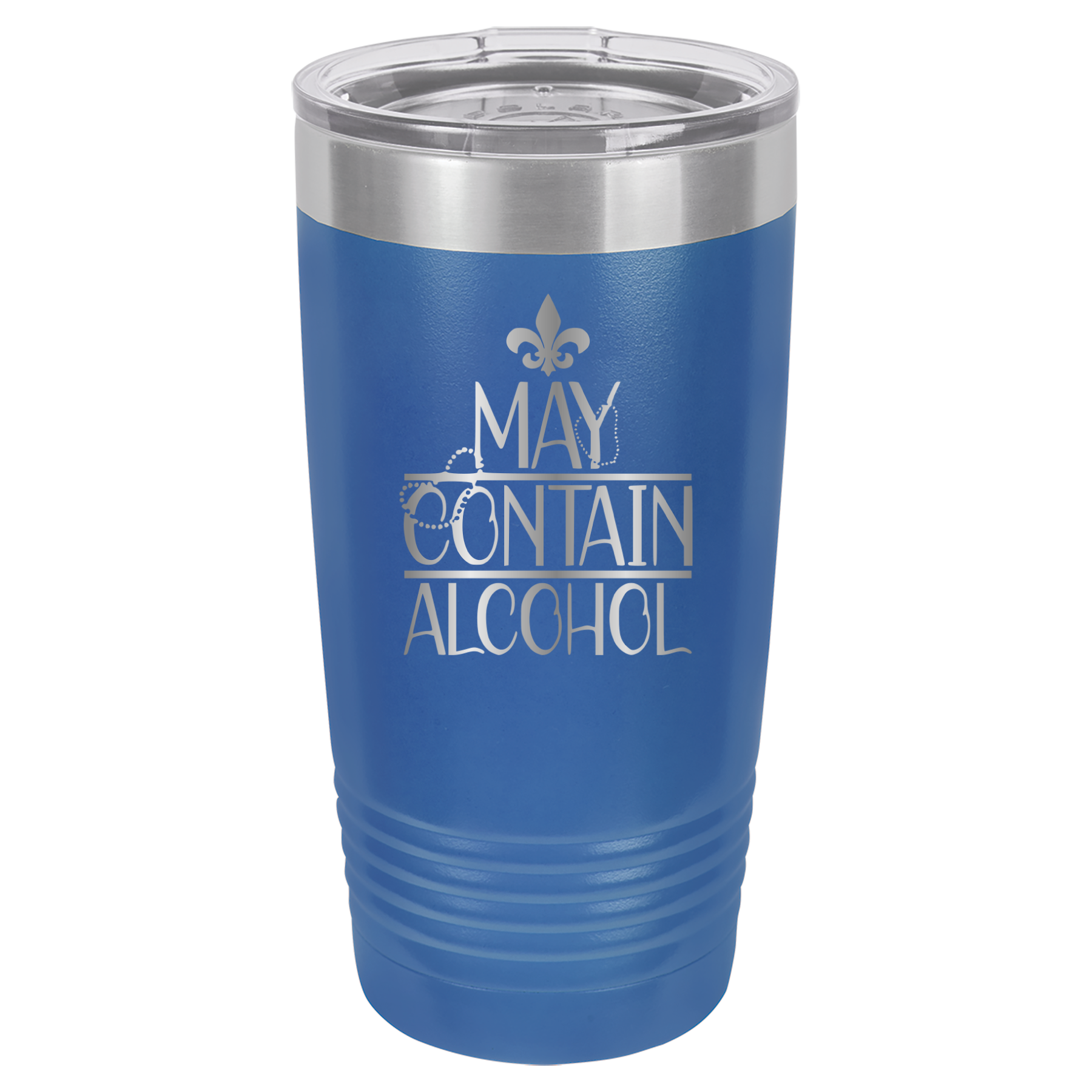 May Contain Alcohol - Mardi Gras, New Orleans, NOLA - 20oz Polar Camel Tumbler - Royal Blue image