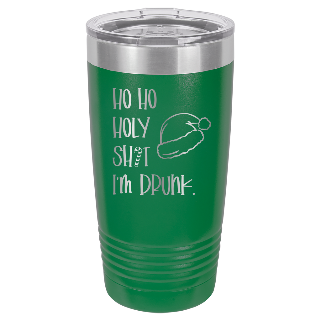 Ho Ho Holy Shit I'm Drunk - 20oz Polar Camel Tumbler - Green image