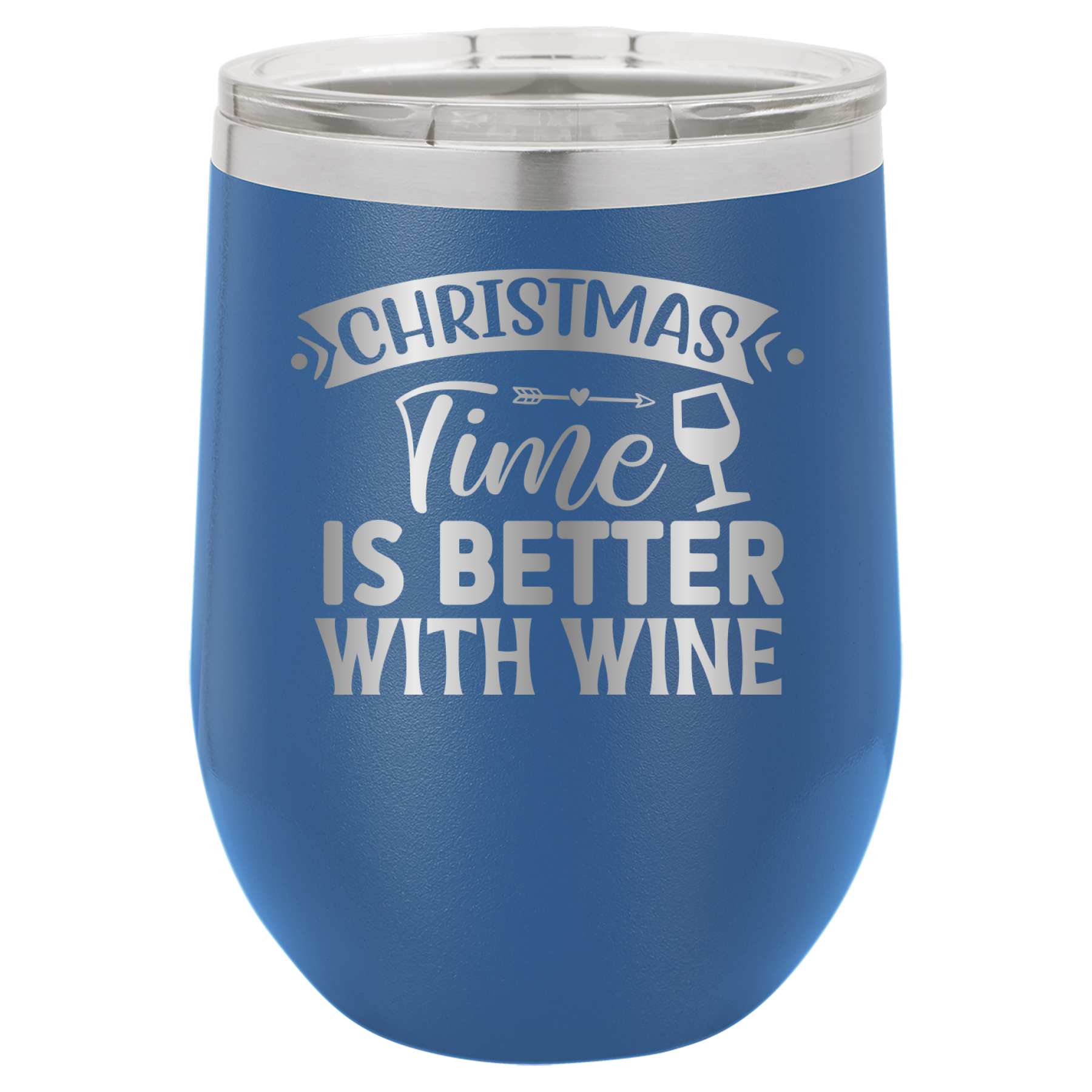Christmas Time Is Better With Wine - 12oz Polar Camel Wine Tumbler - Royal Blue image