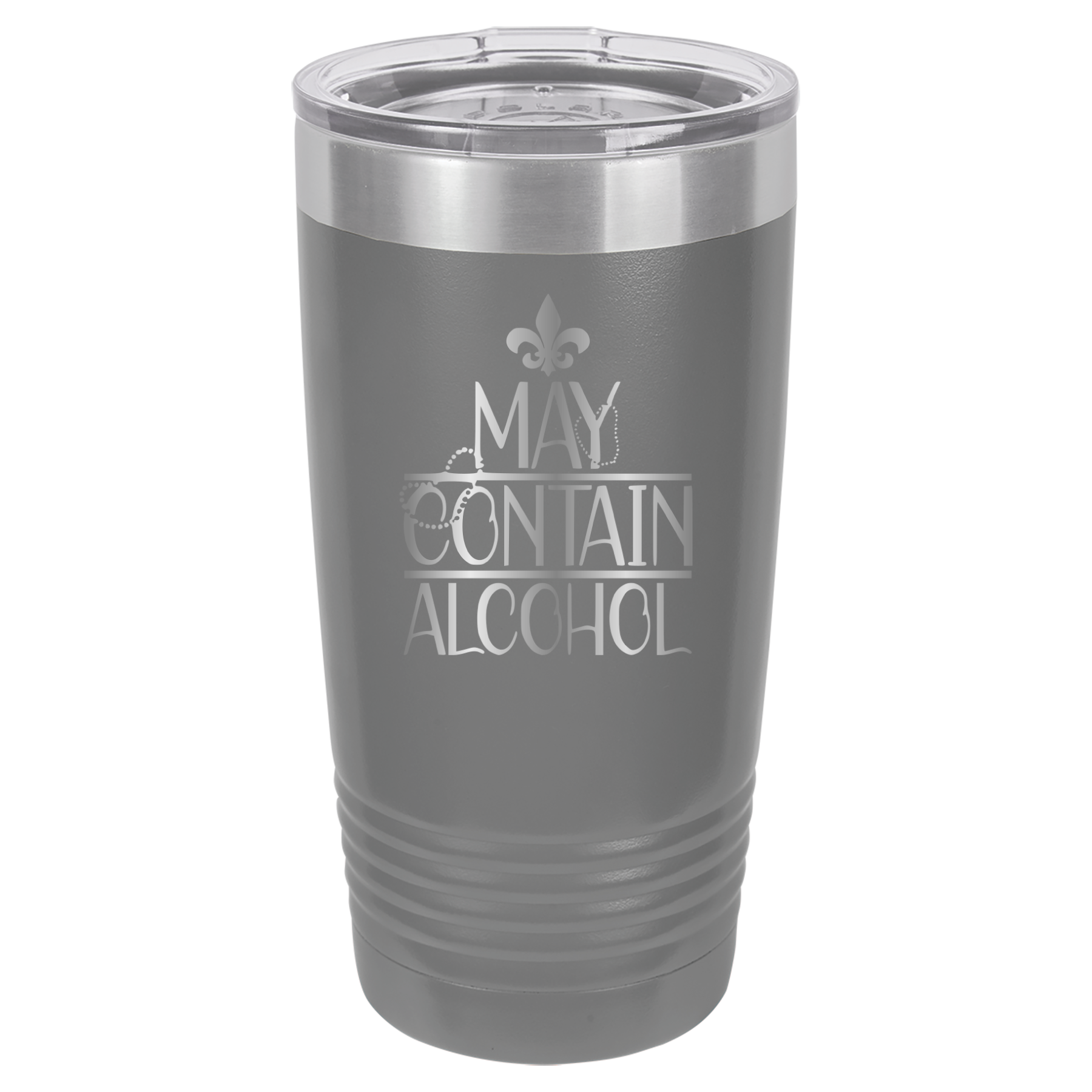 May Contain Alcohol - Mardi Gras, New Orleans, NOLA - 20oz Polar Camel Tumbler - Gray image
