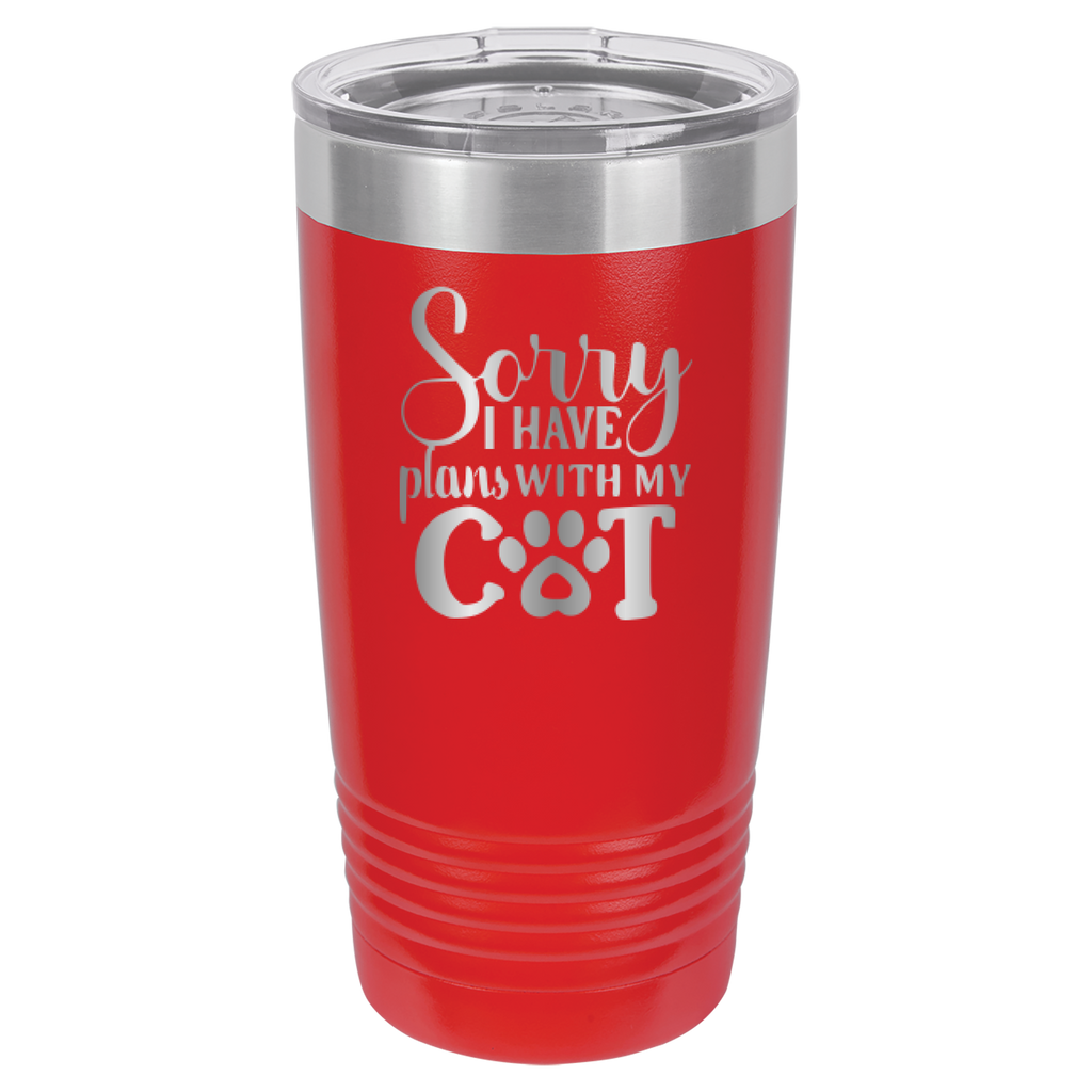 Sorry I Have Plans With My Cat - 20oz Polar Camel Tumbler - Red image