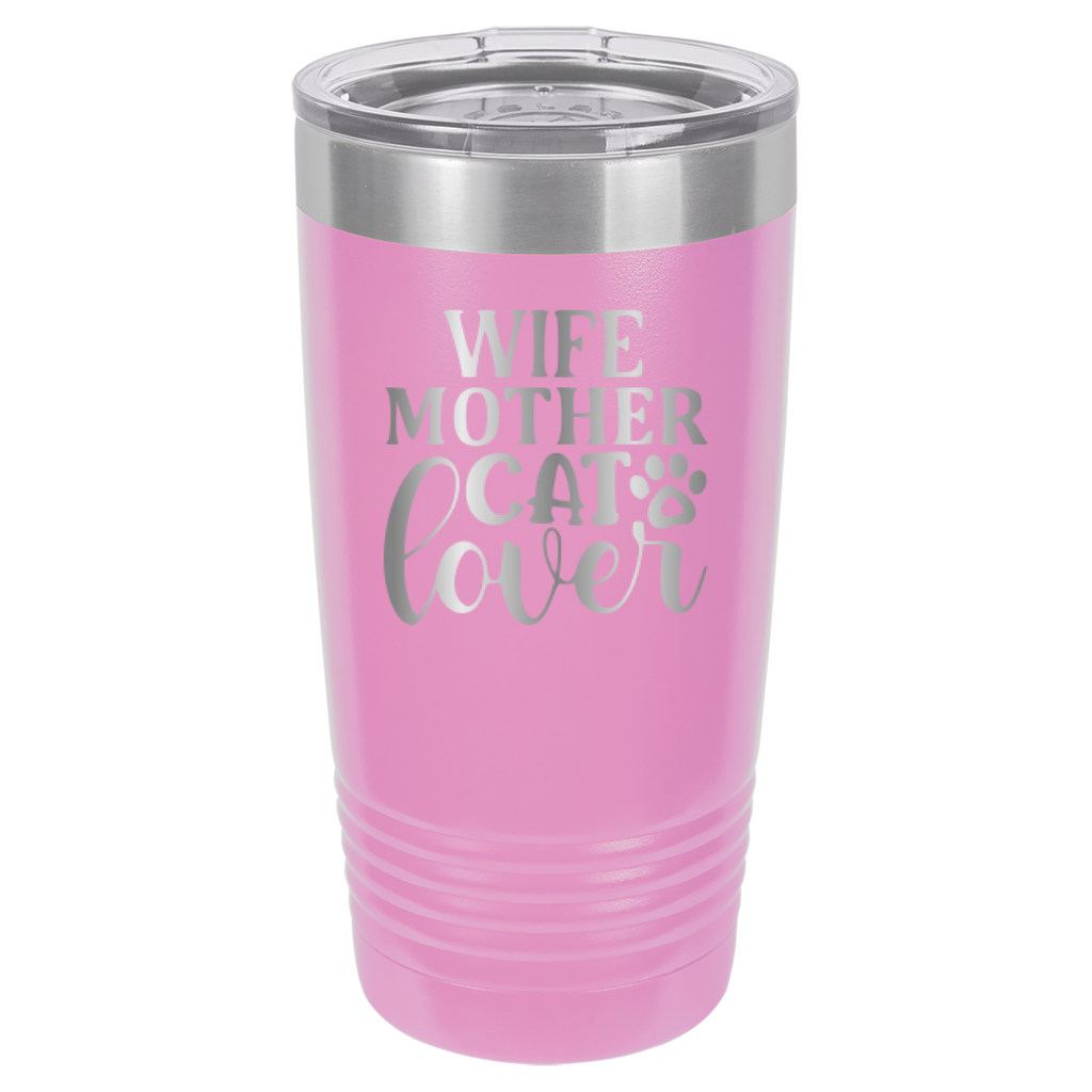 Wife, Mother, Cat Lover - 20oz Polar Camel Tumbler image 11