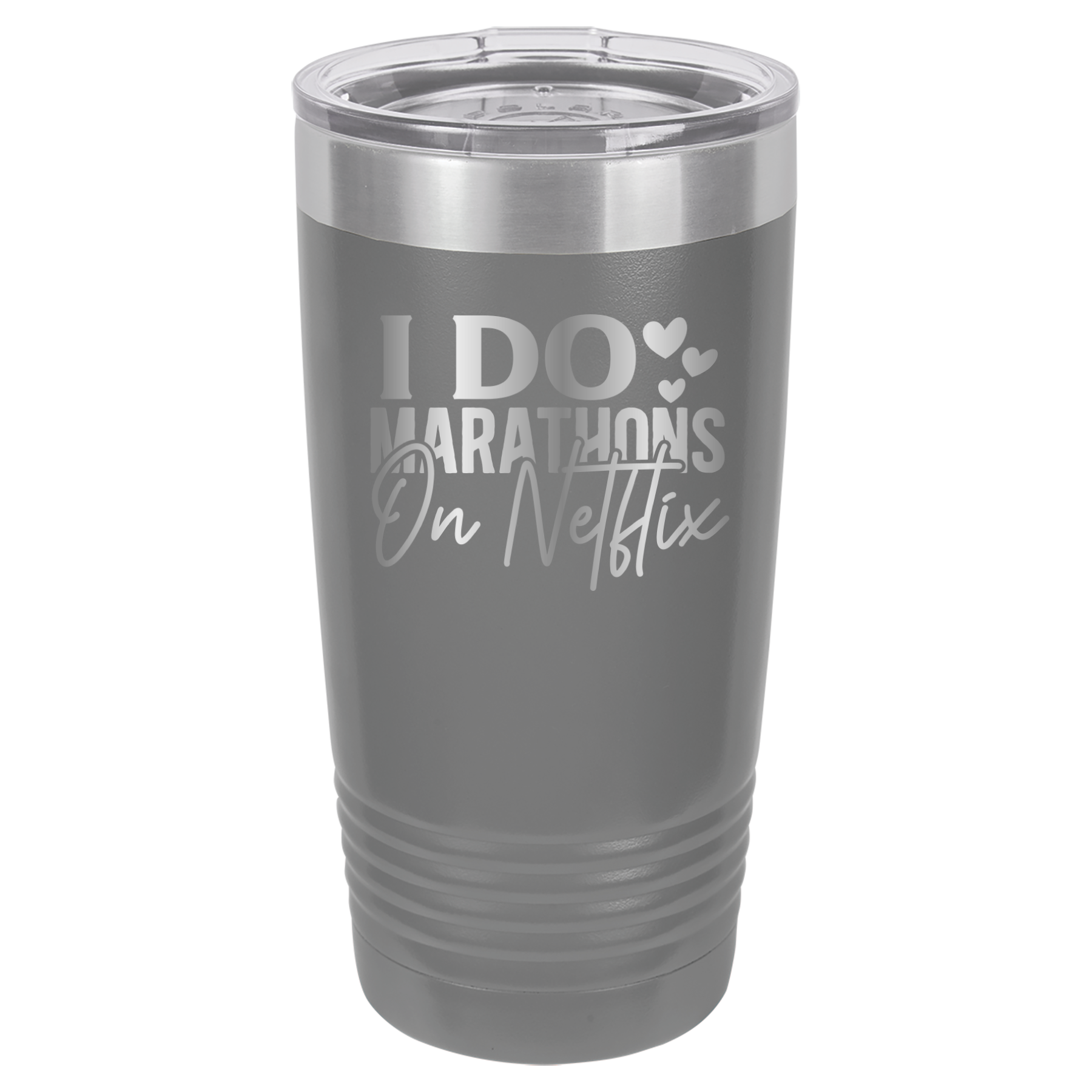 I Do Marathons On Netflix - 20oz Polar Camel Tumbler - Gray image