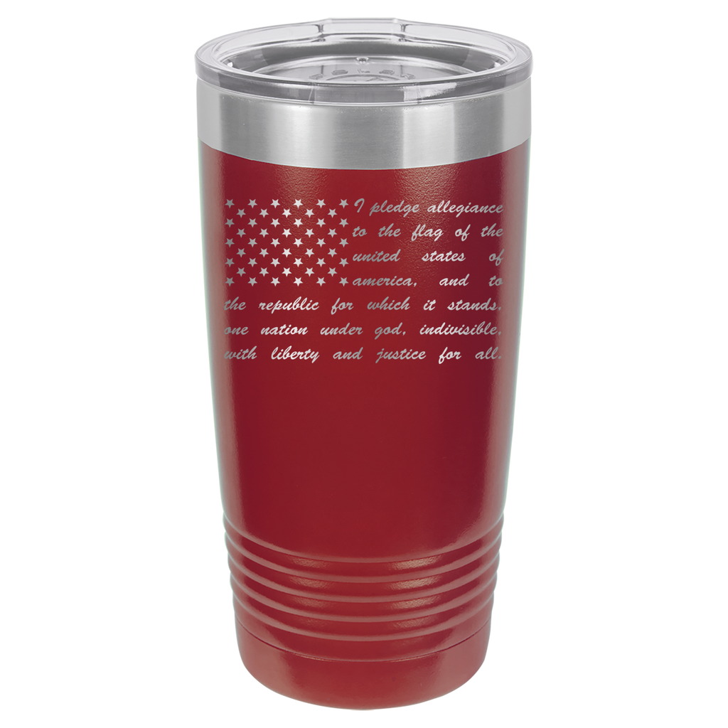 Pledge of Allegiance Flag - 20oz Polar Camel Tumbler - America - Maroon image
