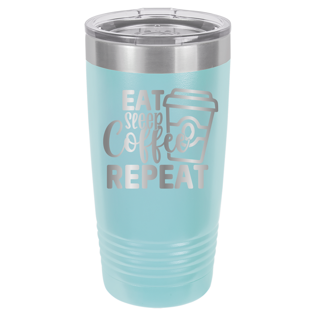 Eat, Sleep, Coffee, Repeat - 20oz Polar Camel Tumbler - For Coffee Lovers! - Light Blue image