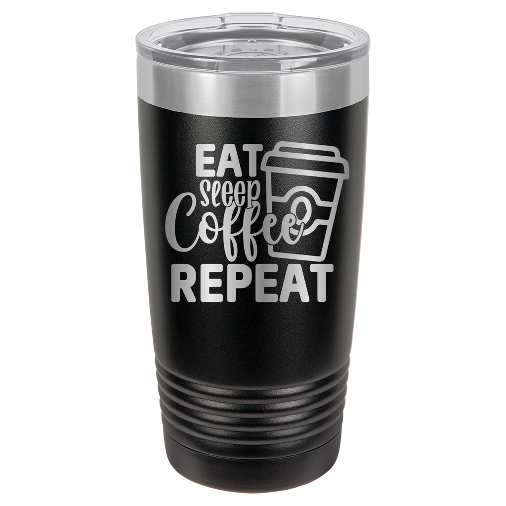 Eat, Sleep, Coffee, Repeat - 20oz Polar Camel Tumbler - For Coffee Lovers! - Black image