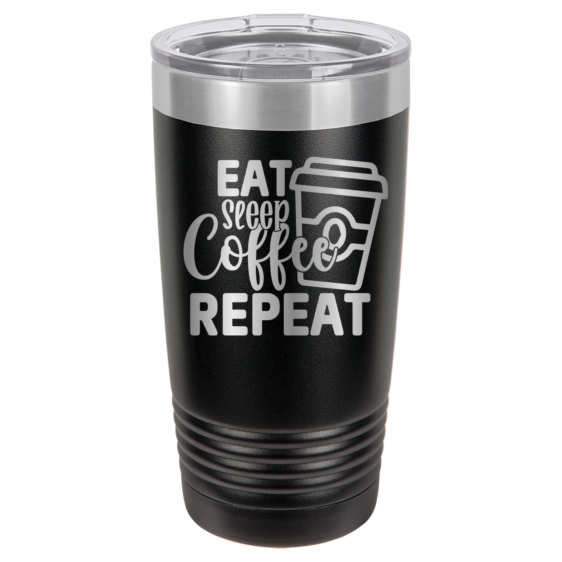 Eat, Sleep, Coffee, Repeat - 20oz Polar Camel Tumbler - For Coffee Lovers! - Black image