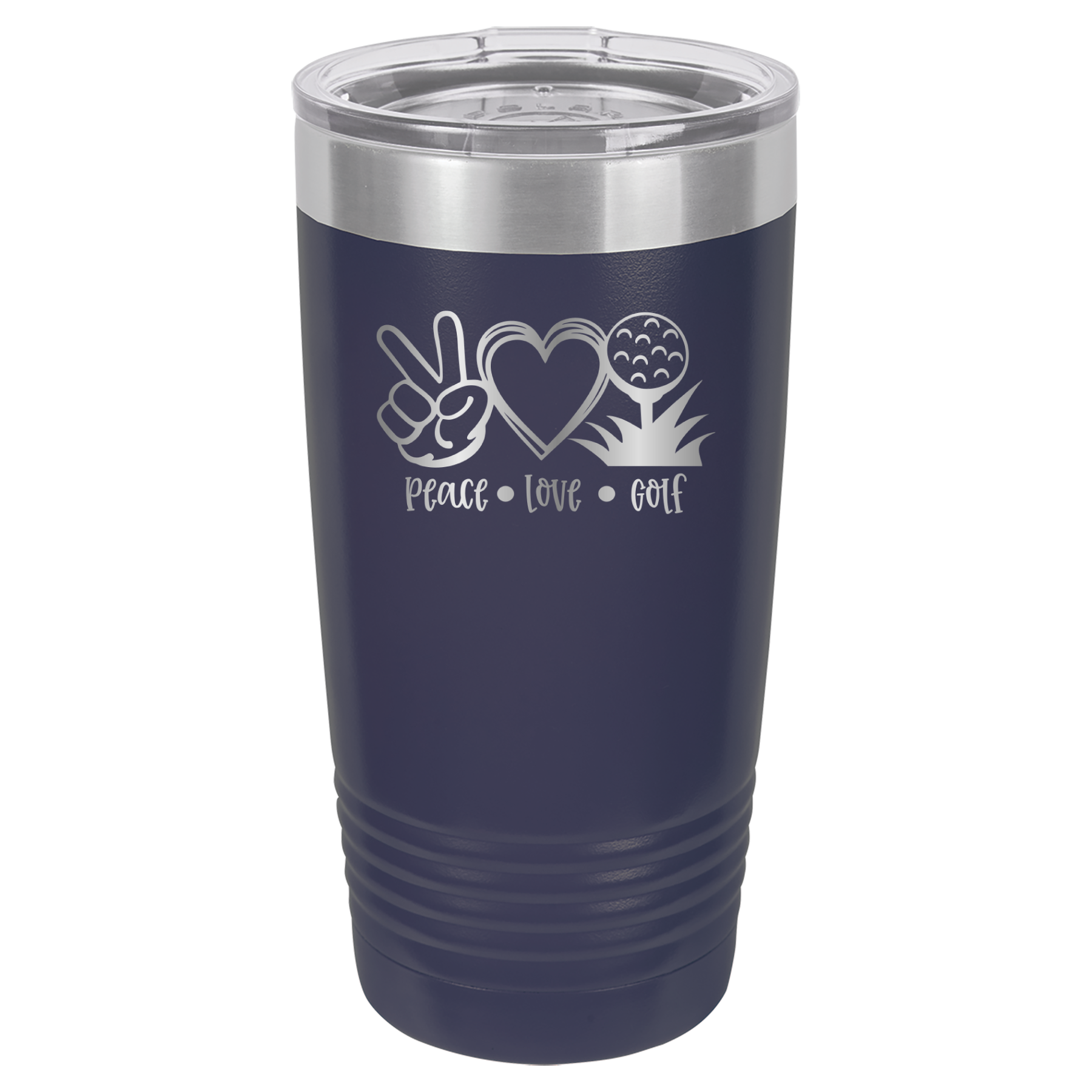 Peace, Love, Golf - 20oz Polar Camel Tumbler - Navy image