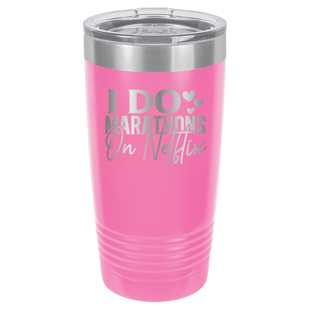 I Do Marathons On Netflix - 20oz Polar Camel Tumbler - Pink image