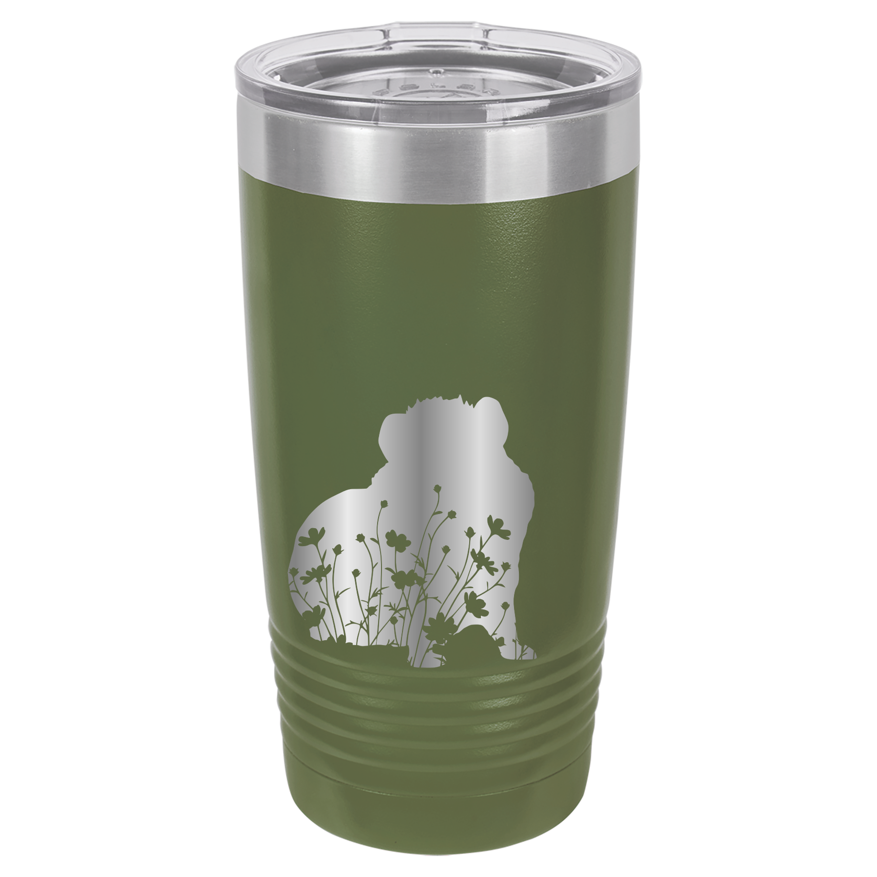 Floral Guinea Pig Design - 20oz Polar Camel Tumbler - Olive Green image