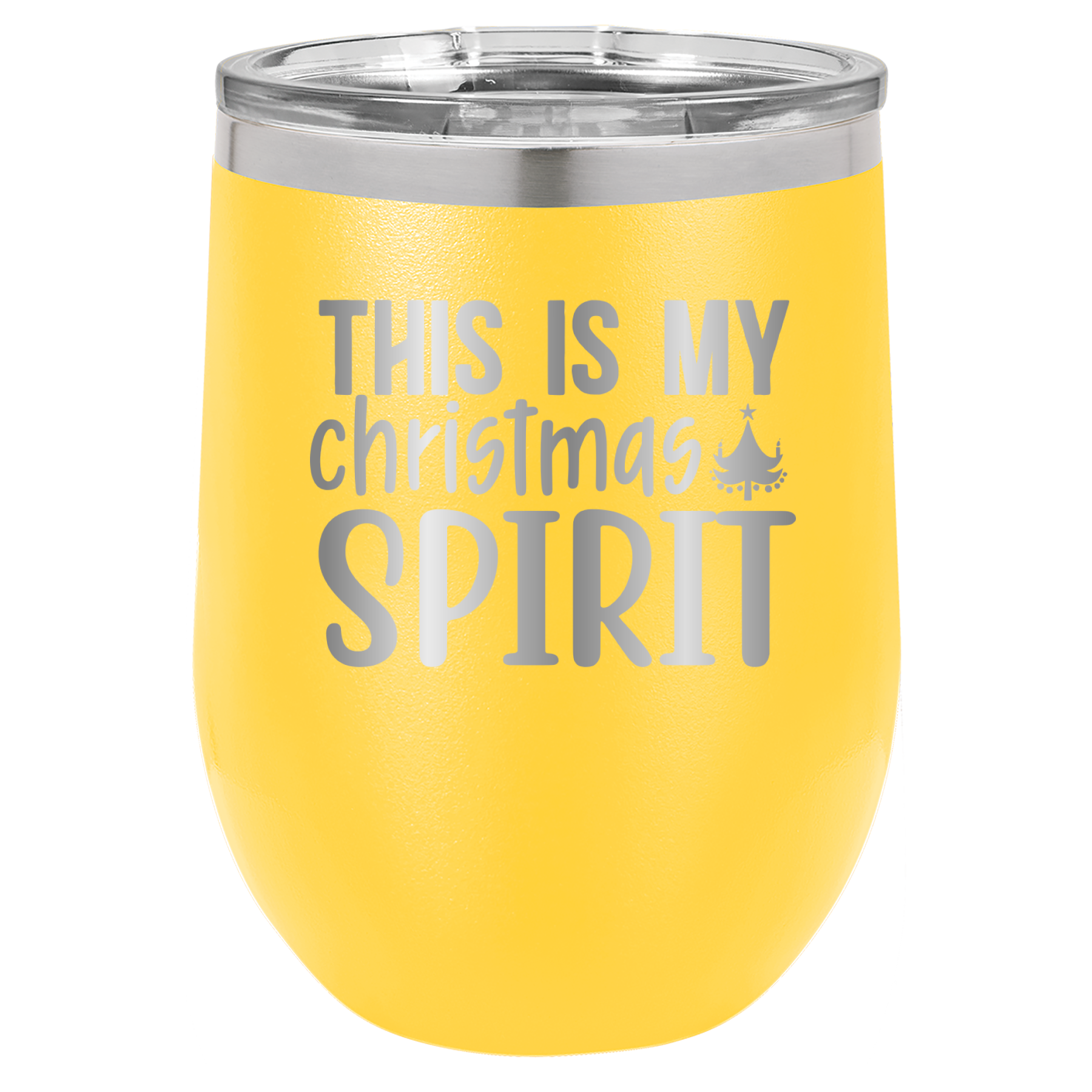 This Is My Christmas Spirit - 12oz Polar Camel Wine Tumbler - Yellow image