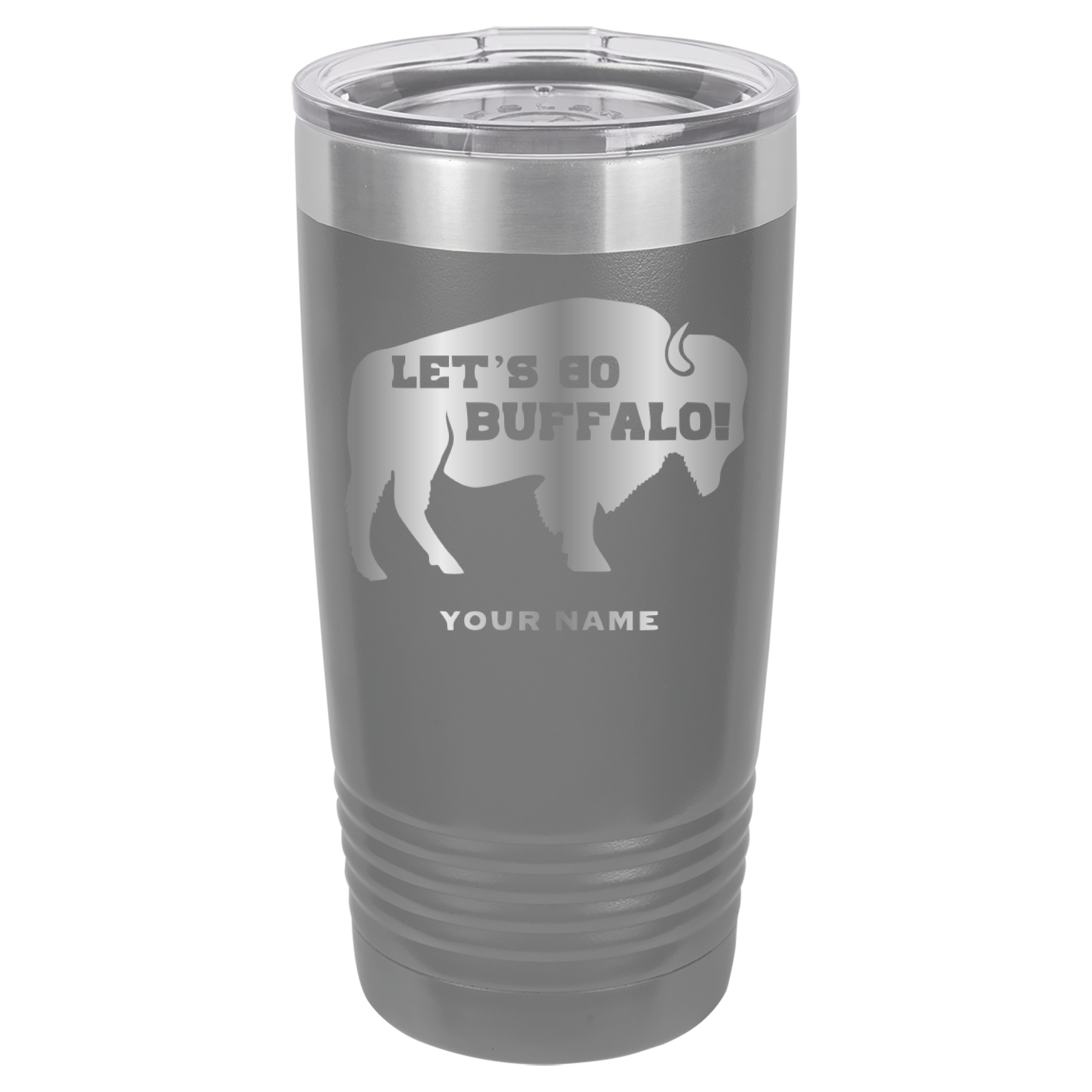 Let's Go Buffalo - 20oz Polar Camel Tumbler - Personalization Available - Buffalo Bills - Gray image