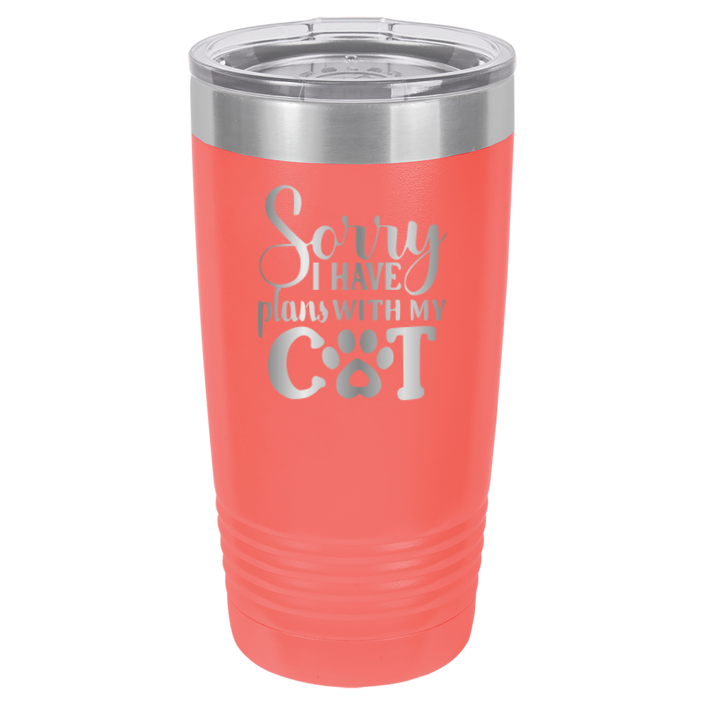 Sorry I Have Plans With My Cat - 20oz Polar Camel Tumbler - Coral image