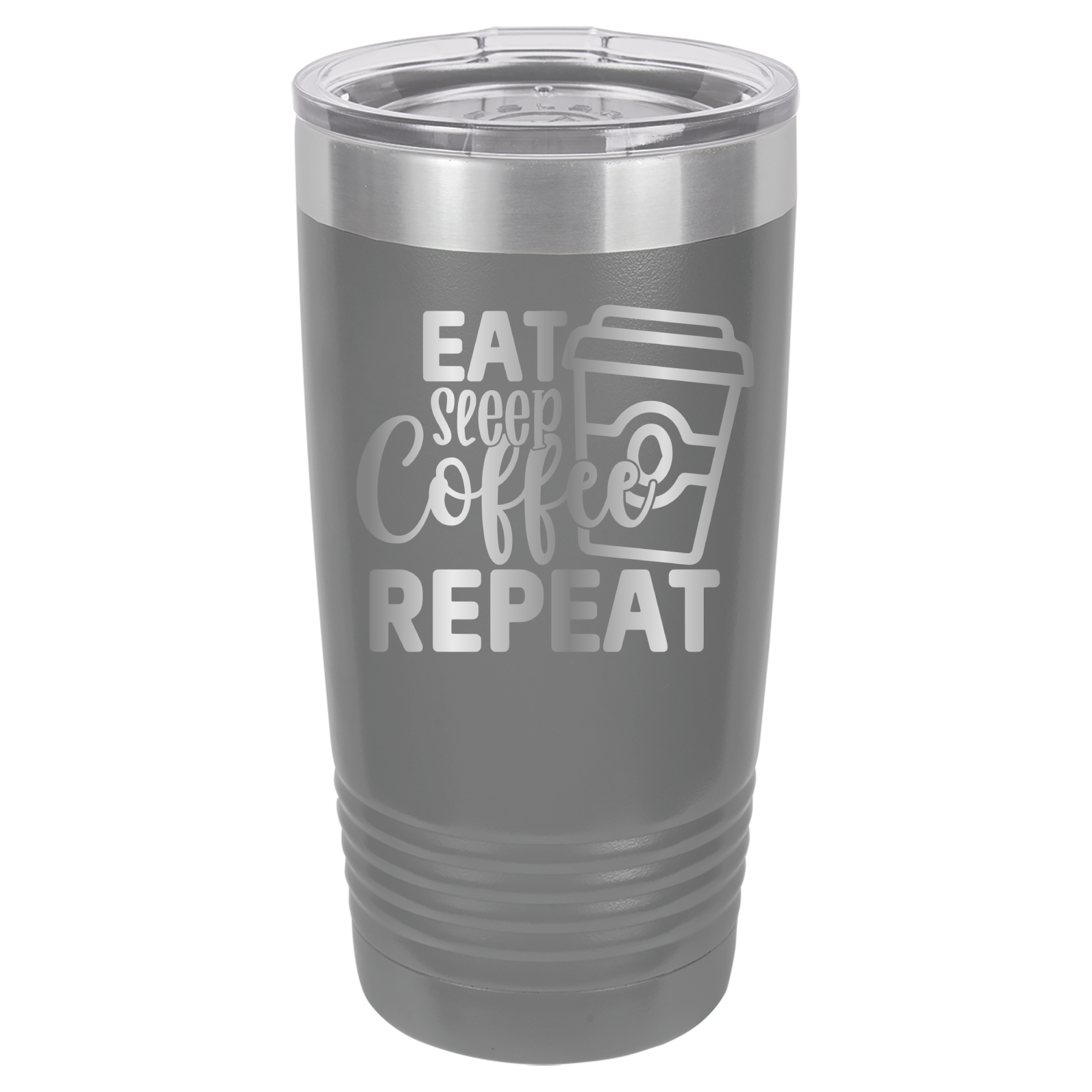 Eat, Sleep, Coffee, Repeat - 20oz Polar Camel Tumbler - For Coffee Lovers! - Gray image