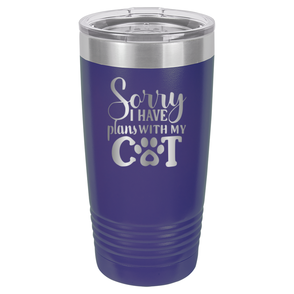 Sorry I Have Plans With My Cat - 20oz Polar Camel Tumbler - Purple image
