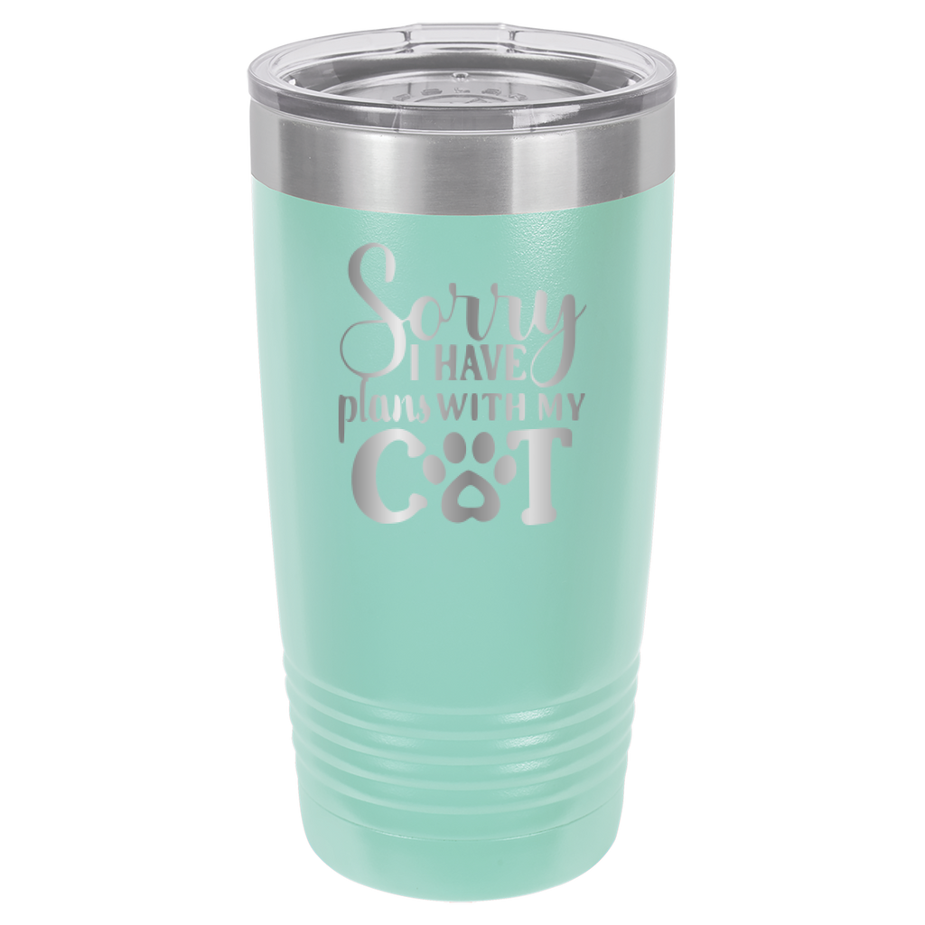 Sorry I Have Plans With My Cat - 20oz Polar Camel Tumbler - Teal image
