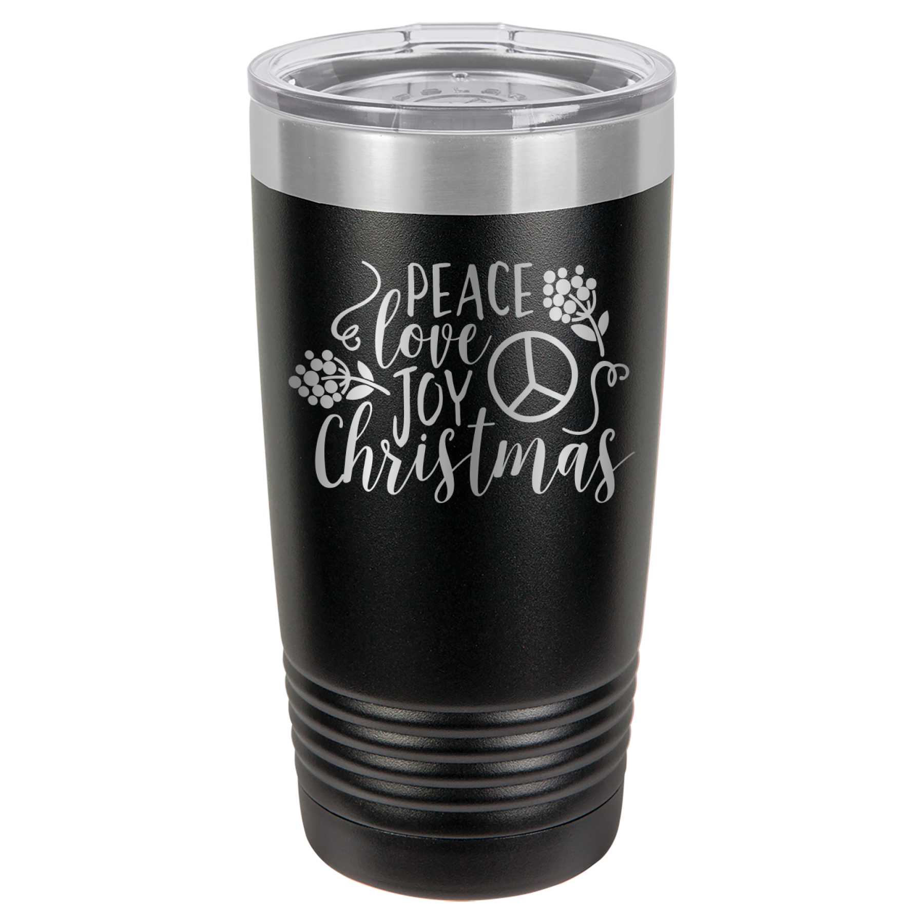 Peace Love Joy - Christmas - 20oz Polar Camel Tumbler - Black image