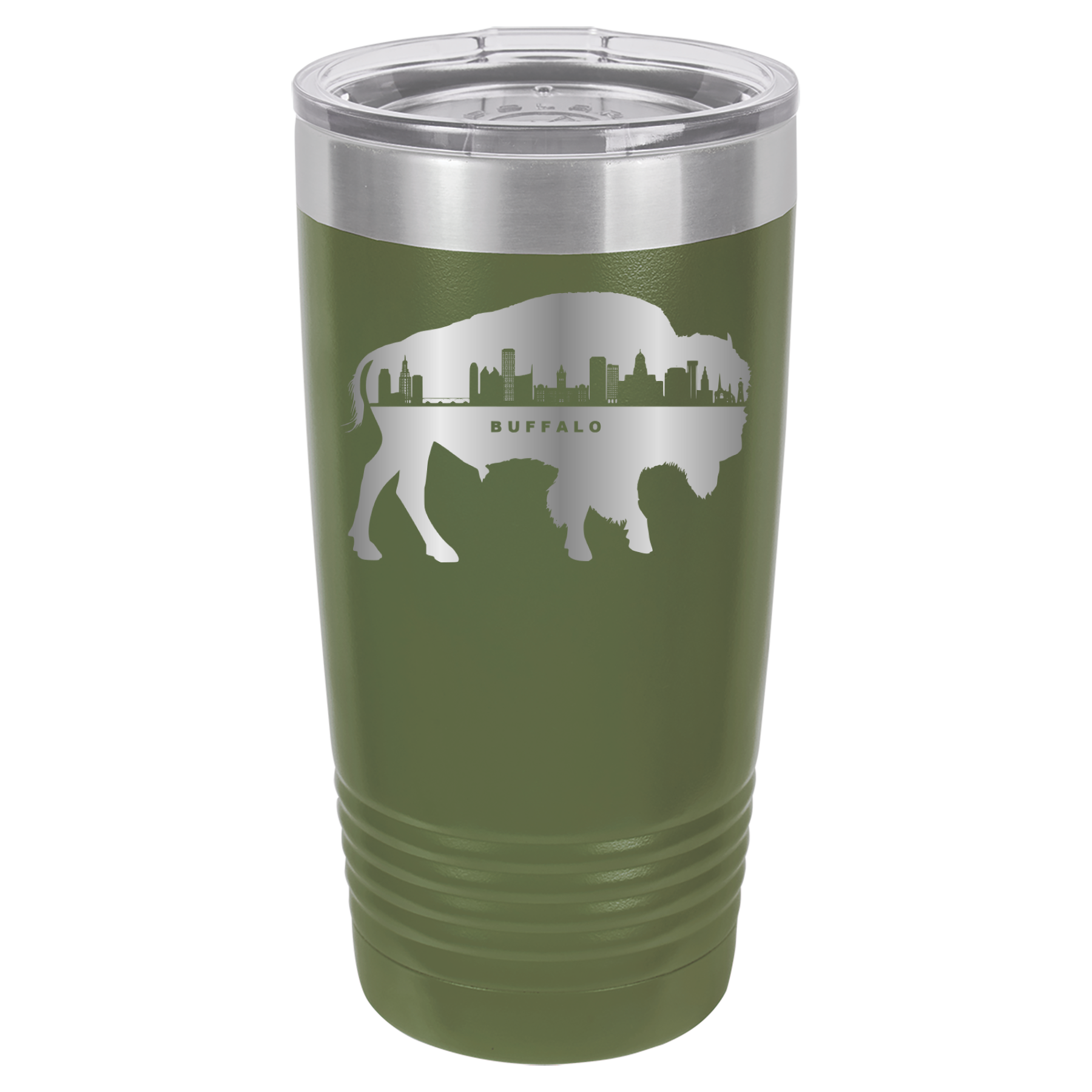 City of Buffalo NY Skyline 20oz Polar Camel Tumbler - Olive Green image