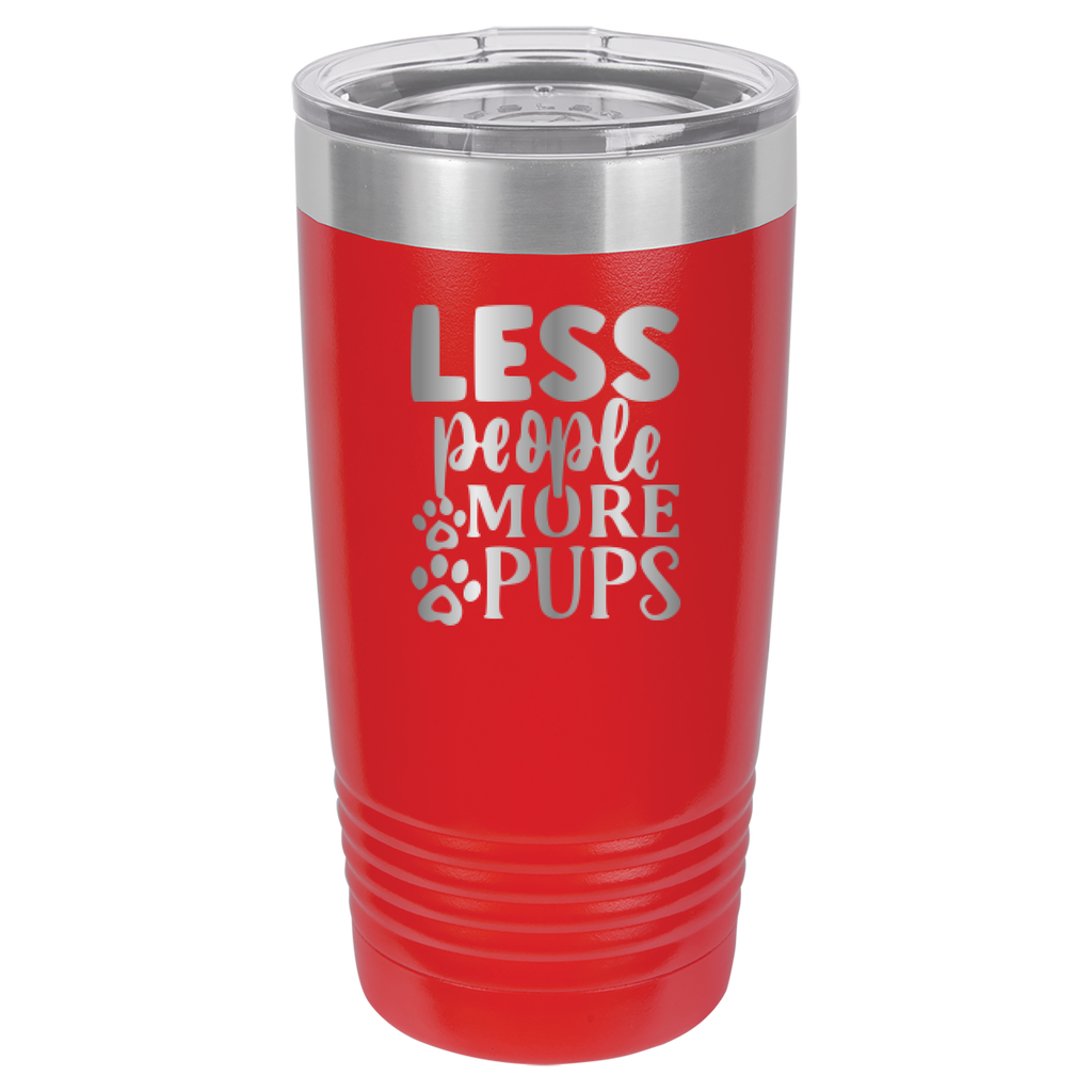 Less People More Pups - 20oz Polar Camel Tumbler - Red image