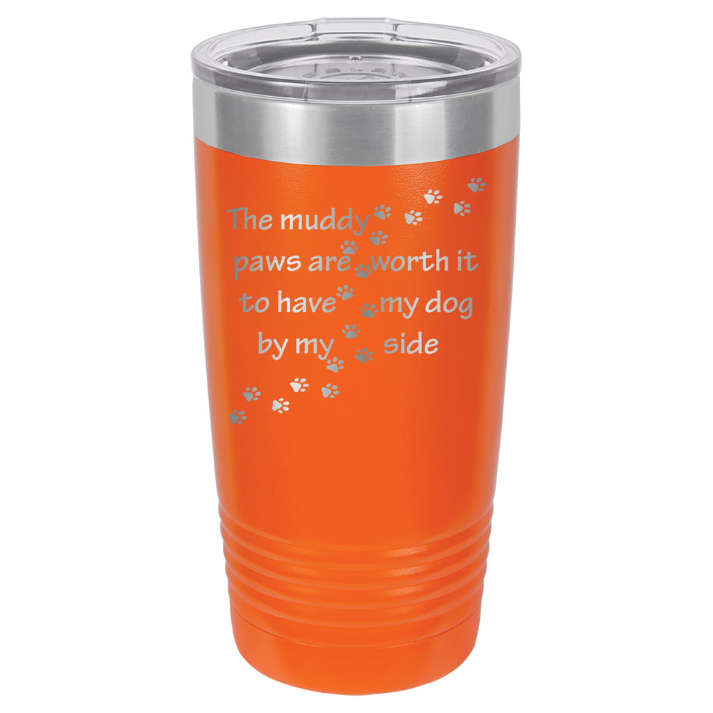 Muddy Paws - Dog 20oz Polar Camel Tumbler - Can Be Customized - Orange image