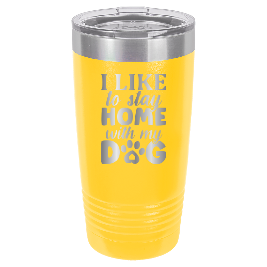 I Like To Stay Home With My Dog - 20oz Polar Camel Tumbler - Yellow image