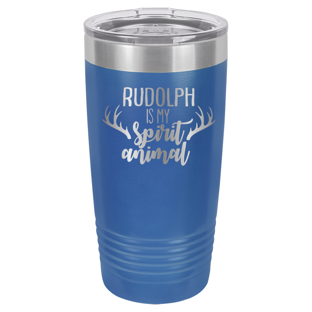 Rudolph Is My Spirit Animal - 20oz Polar Camel Tumbler - Royal Blue image