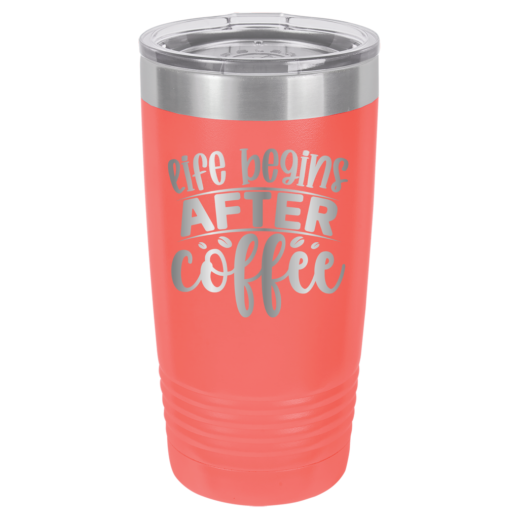 Life Begins After Coffee - 20oz Polar Camel Tumbler - Coral image