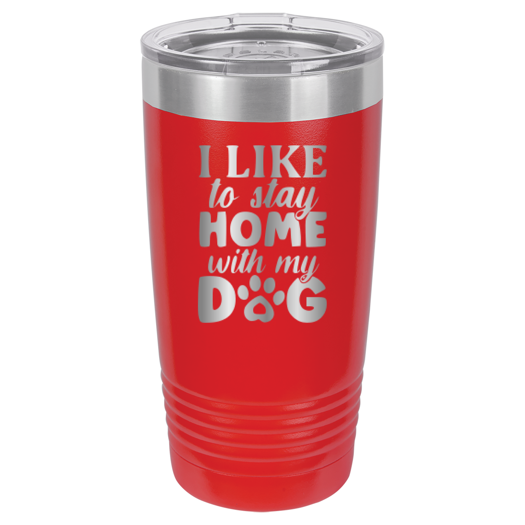 I Like To Stay Home With My Dog - 20oz Polar Camel Tumbler - Red image