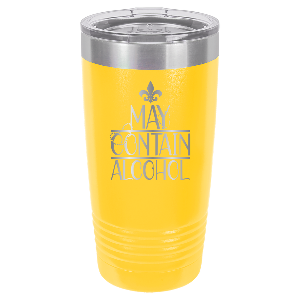 May Contain Alcohol - Mardi Gras, New Orleans, NOLA - 20oz Polar Camel Tumbler - Yellow image
