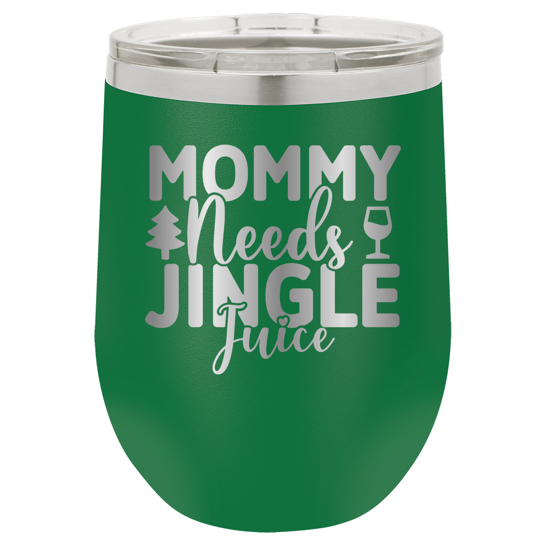 Mommy Needs Jingle Juice - 12oz Polar Camel Wine Tumbler - Green image
