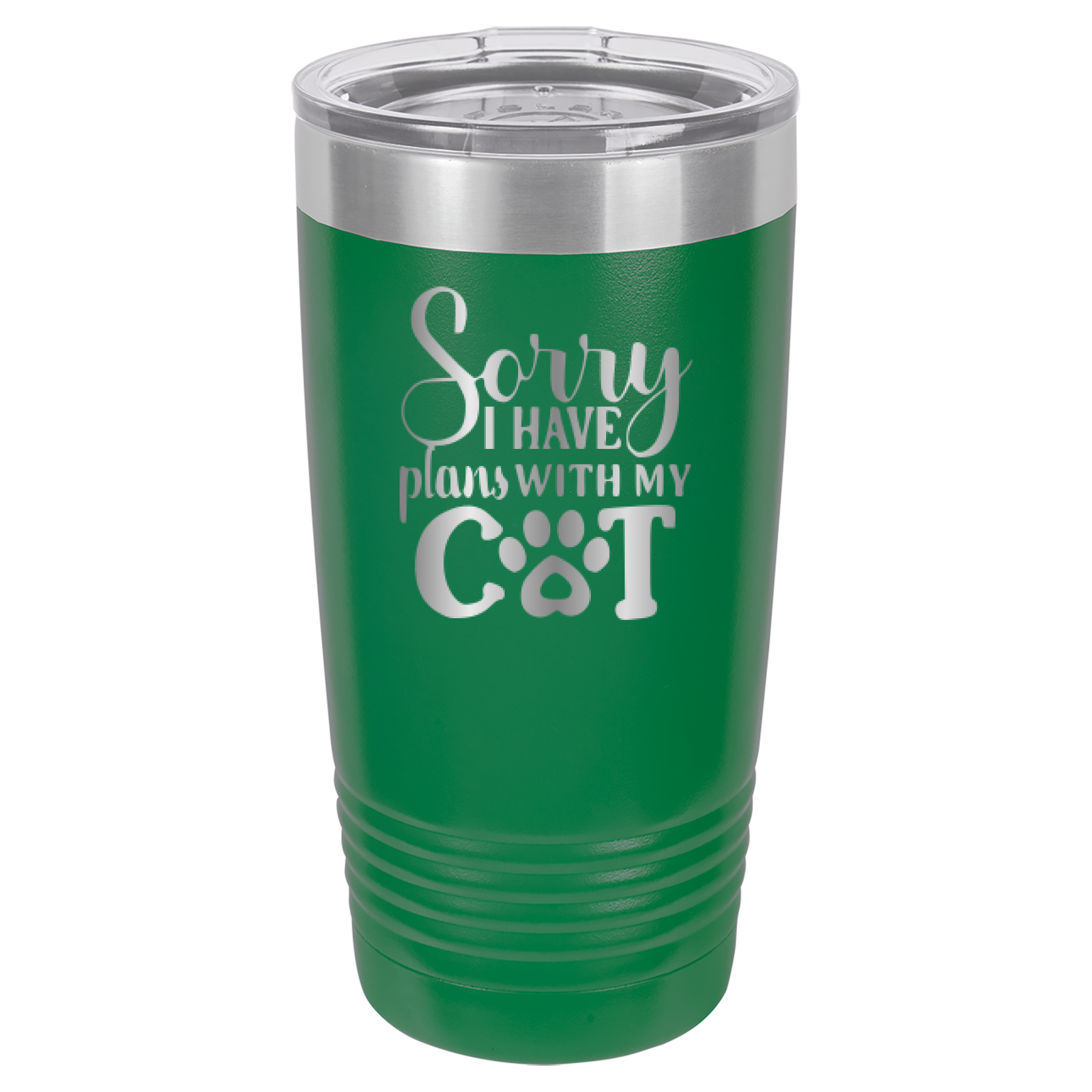 Sorry I Have Plans With My Cat - 20oz Polar Camel Tumbler - Green image