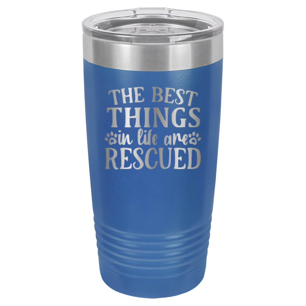 The Best Things In Life Are Rescued - 20oz Polar Camel Tumbler - Royal Blue image