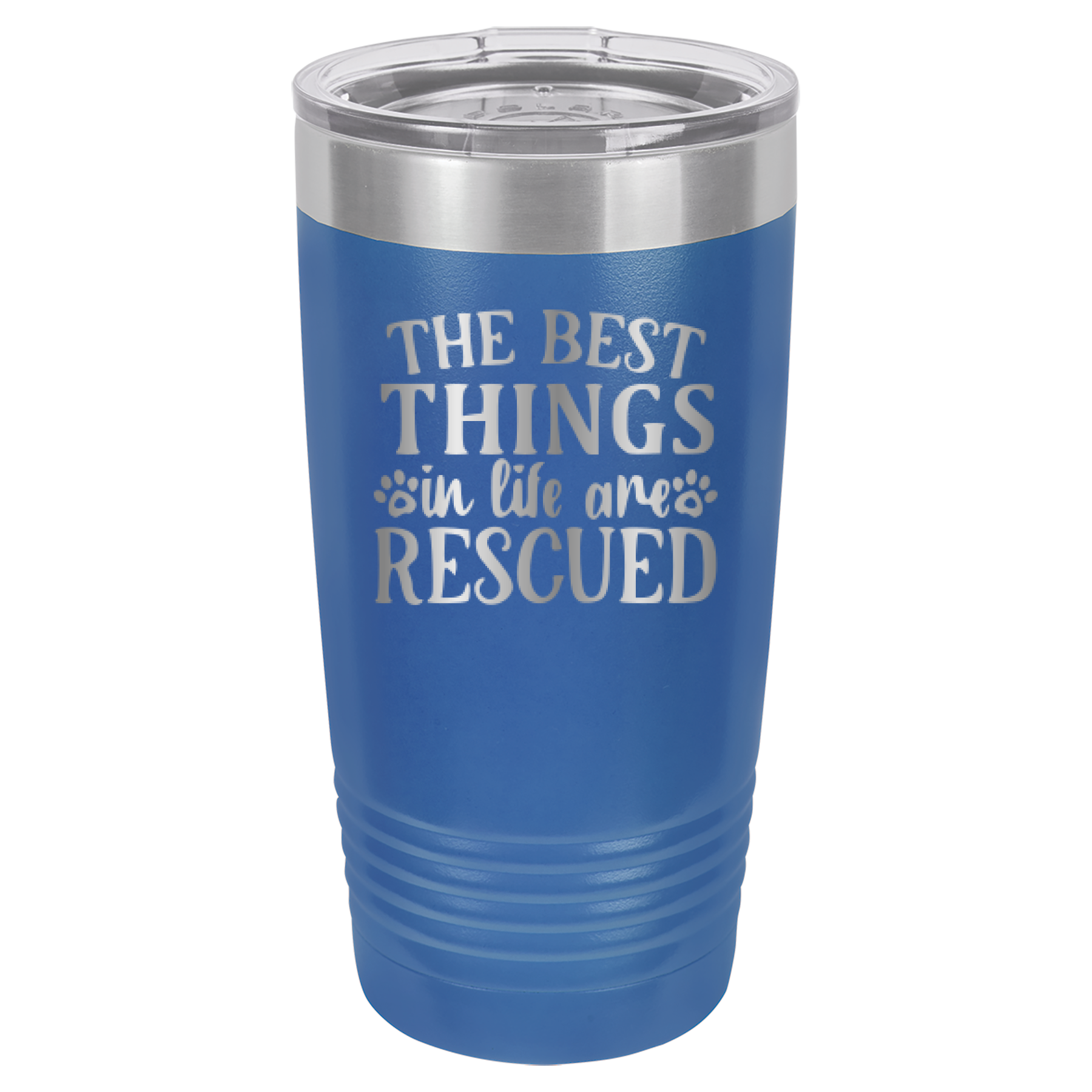 The Best Things In Life Are Rescued - 20oz Polar Camel Tumbler - Royal Blue image