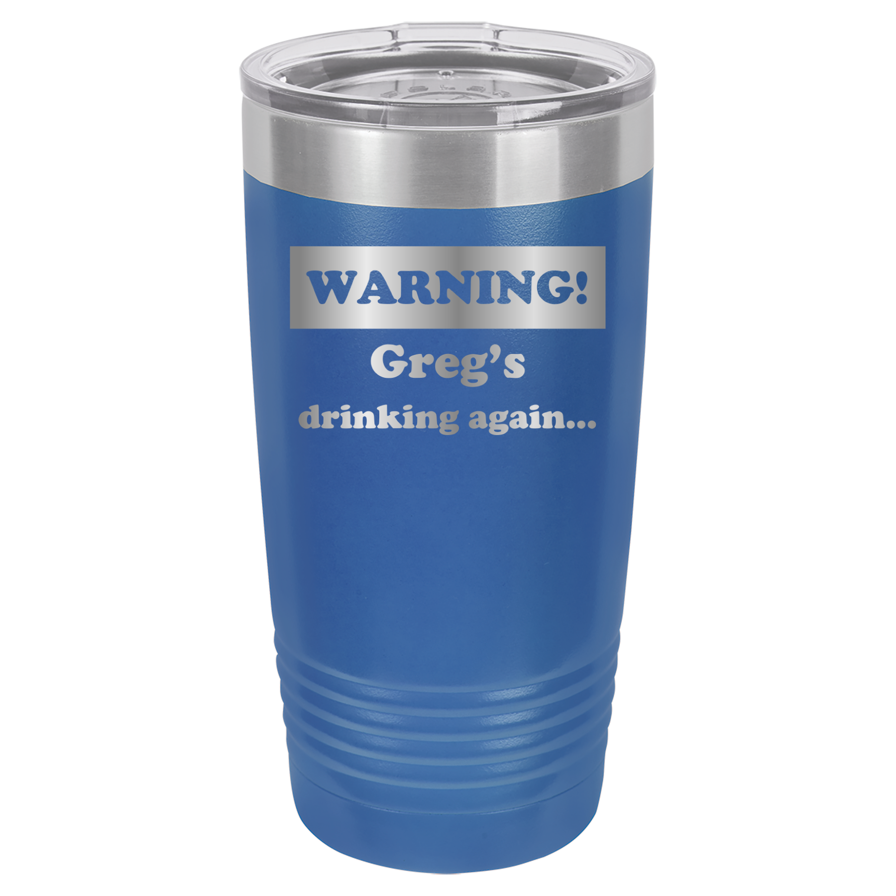 Warning! Drinking Again - 20oz Polar Camel Tumbler - Personalized - Royal Blue image