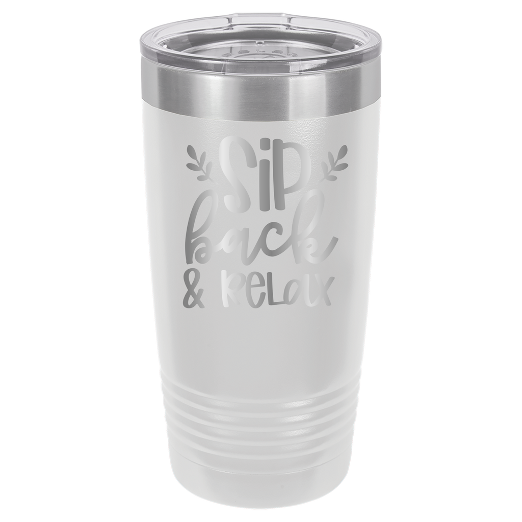 Sip Back & Relax - 20oz Polar Camel Tumbler - White image