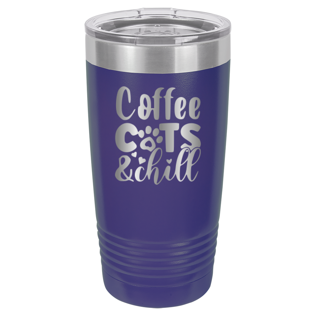 Coffee, Cats, And Chill - 20oz Polar Camel Tumbler - Purple image