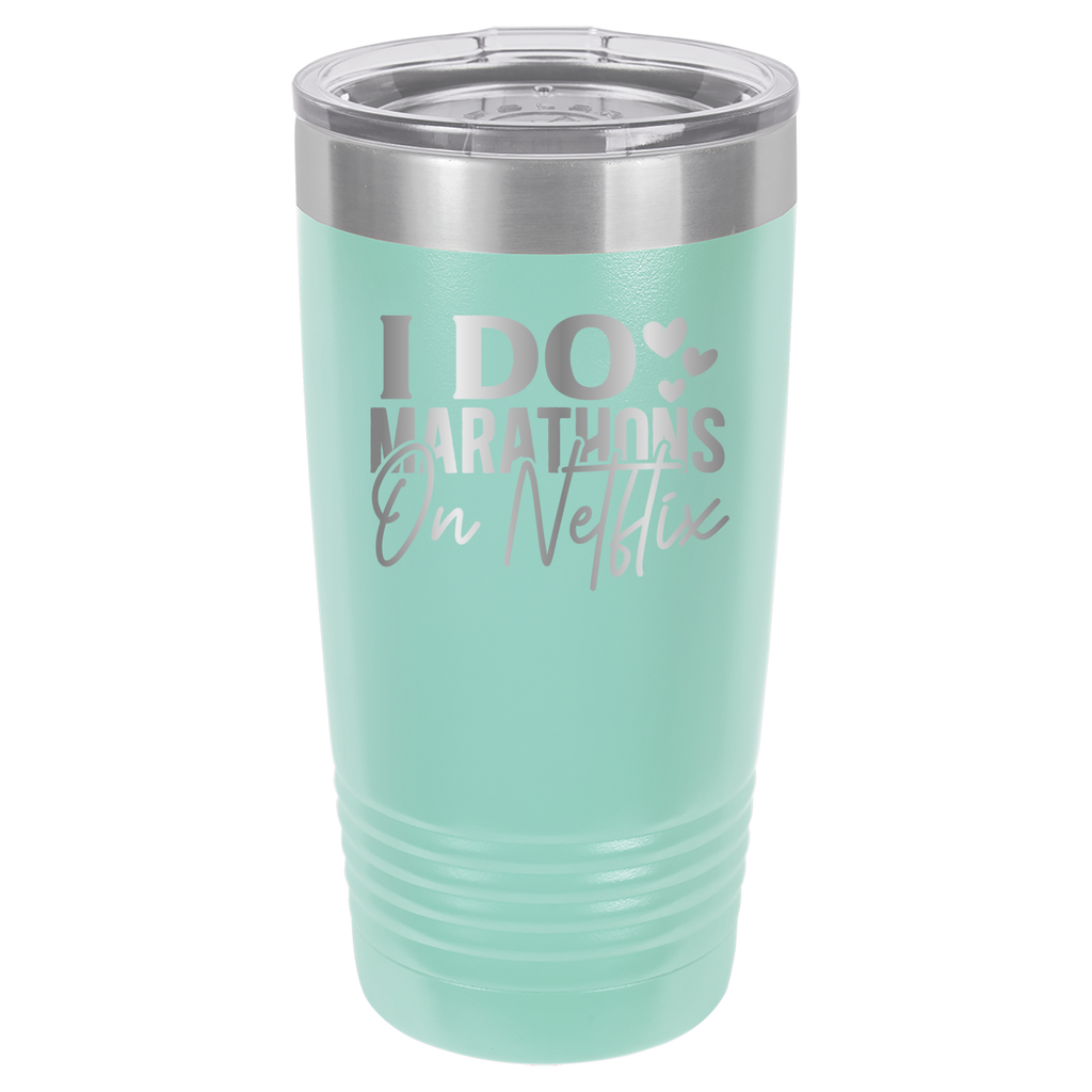 I Do Marathons On Netflix - 20oz Polar Camel Tumbler - Teal image