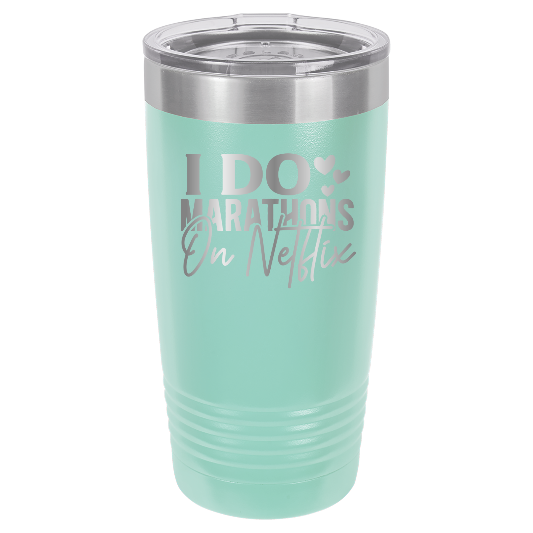 I Do Marathons On Netflix - 20oz Polar Camel Tumbler - Teal image