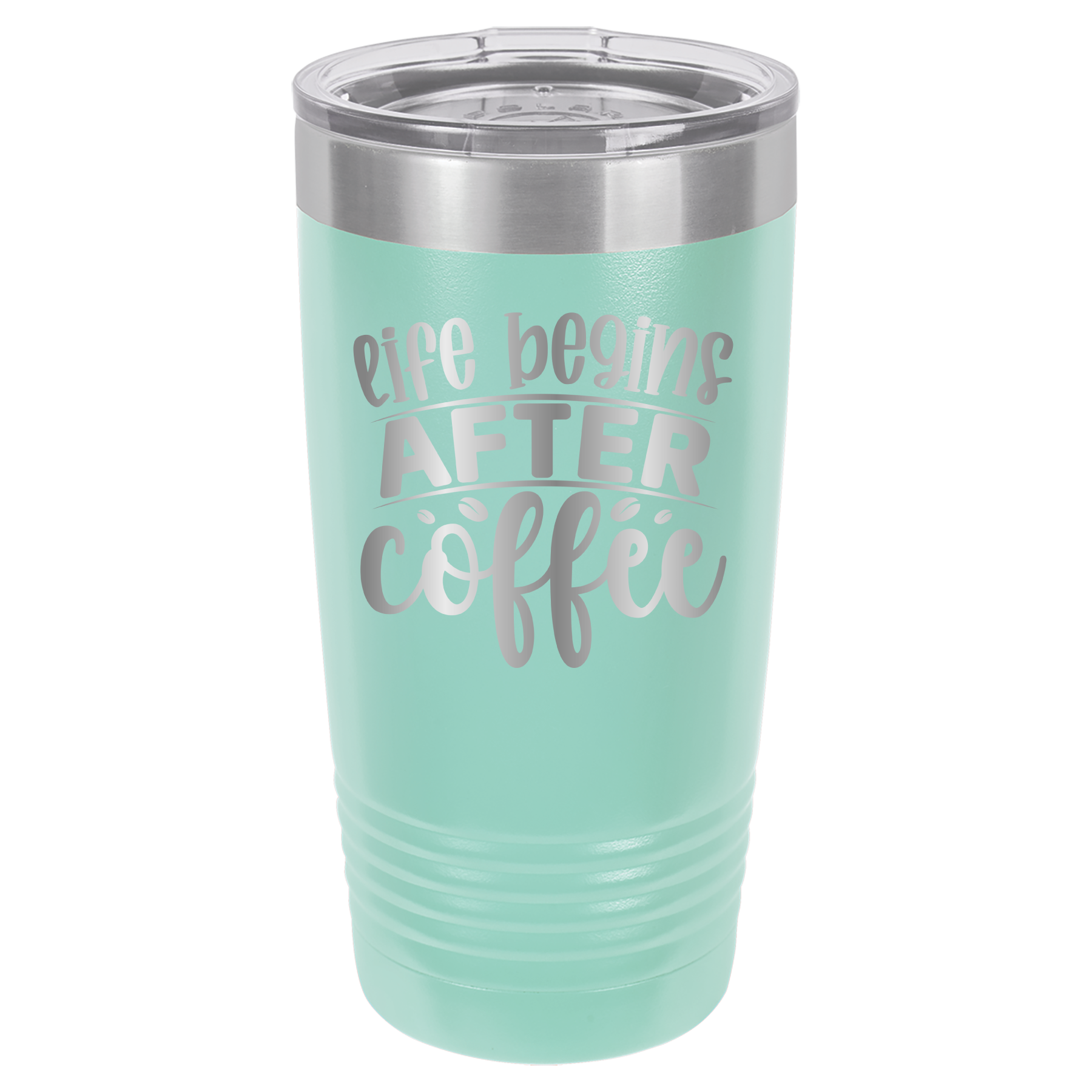 Life Begins After Coffee - 20oz Polar Camel Tumbler - Teal image