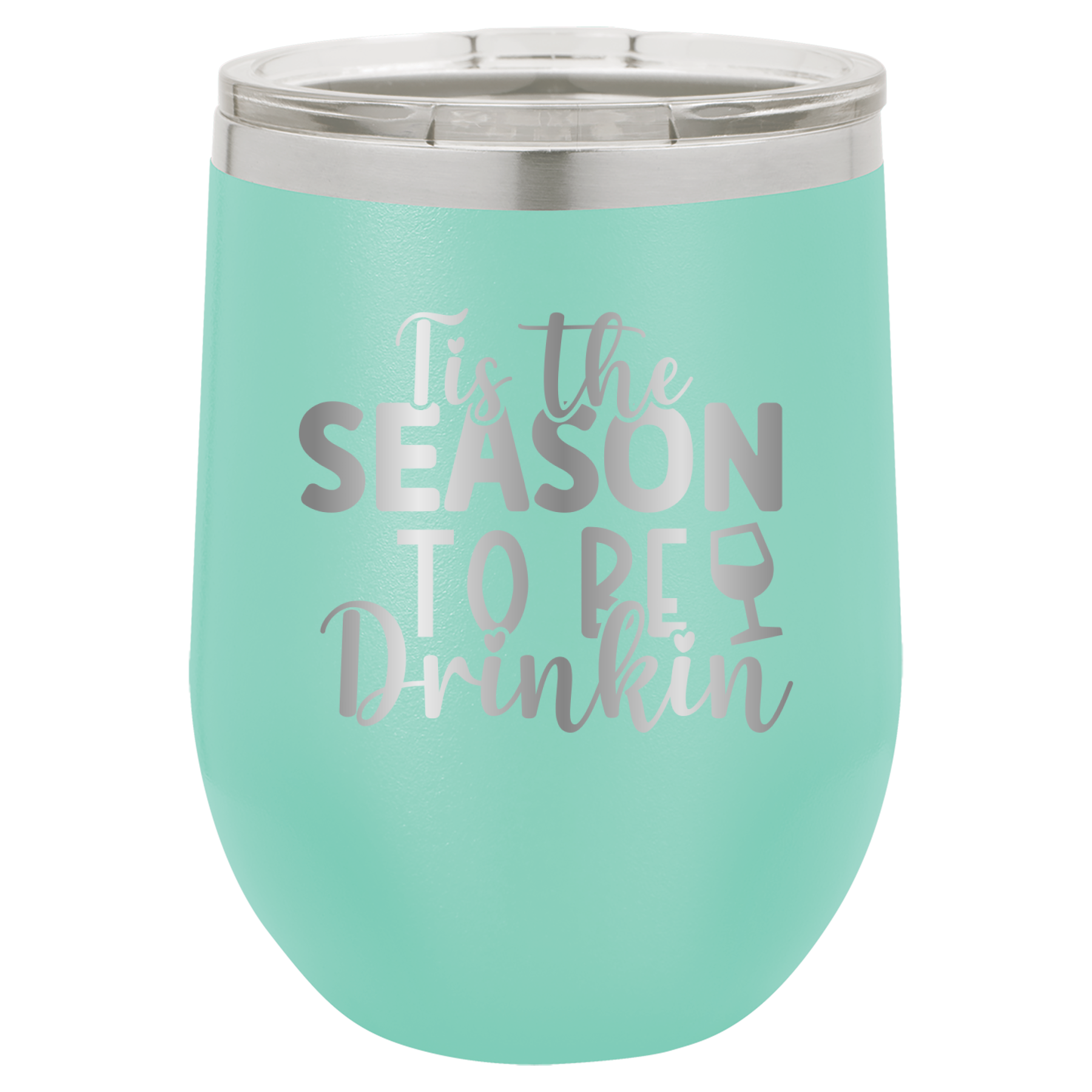 Tis The Season To Be Drinkin' - 12oz Polar Camel Wine Tumbler - Teal image