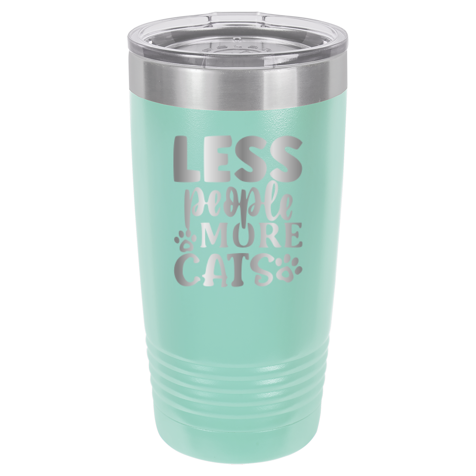Less People More Cats - 20oz Polar Camel Tumbler - Teal image