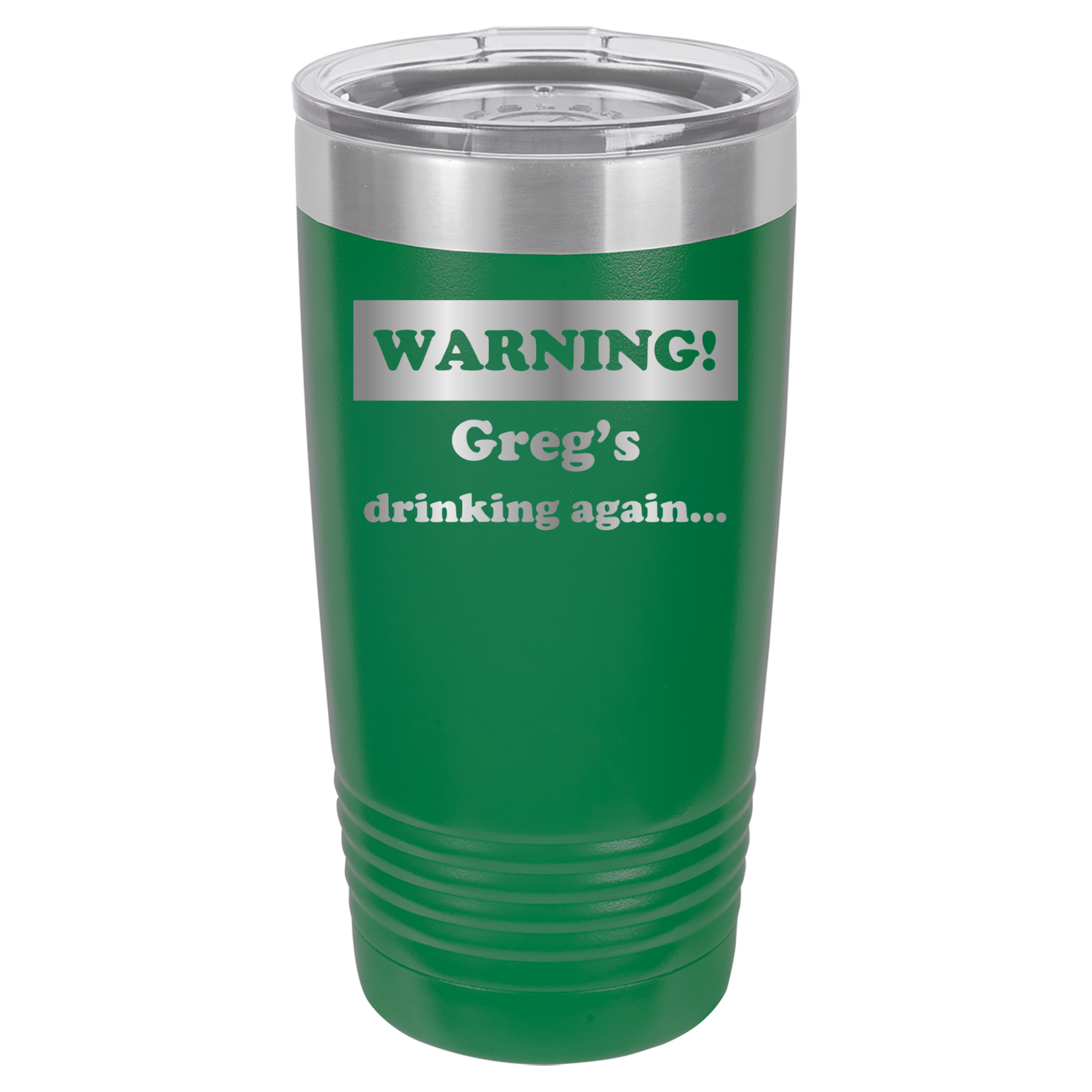 Warning! Drinking Again - 20oz Polar Camel Tumbler - Personalized - Green image