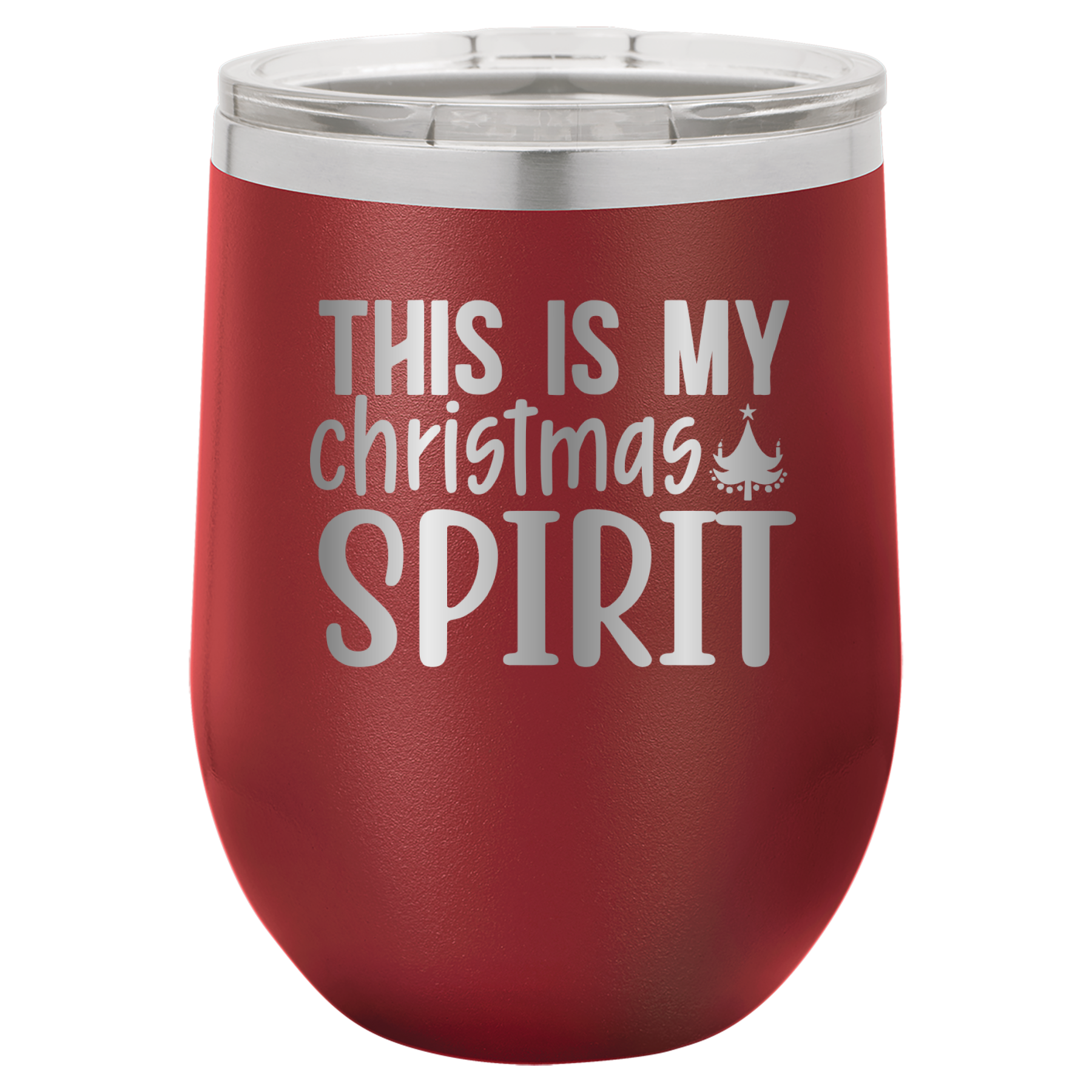 This Is My Christmas Spirit - 12oz Polar Camel Wine Tumbler - Maroon image