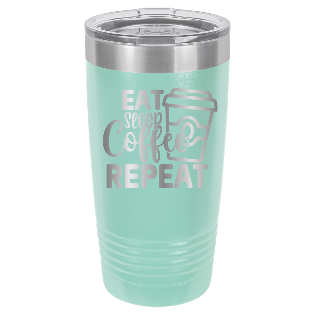 Eat, Sleep, Coffee, Repeat - 20oz Polar Camel Tumbler - For Coffee Lovers! - Teal image