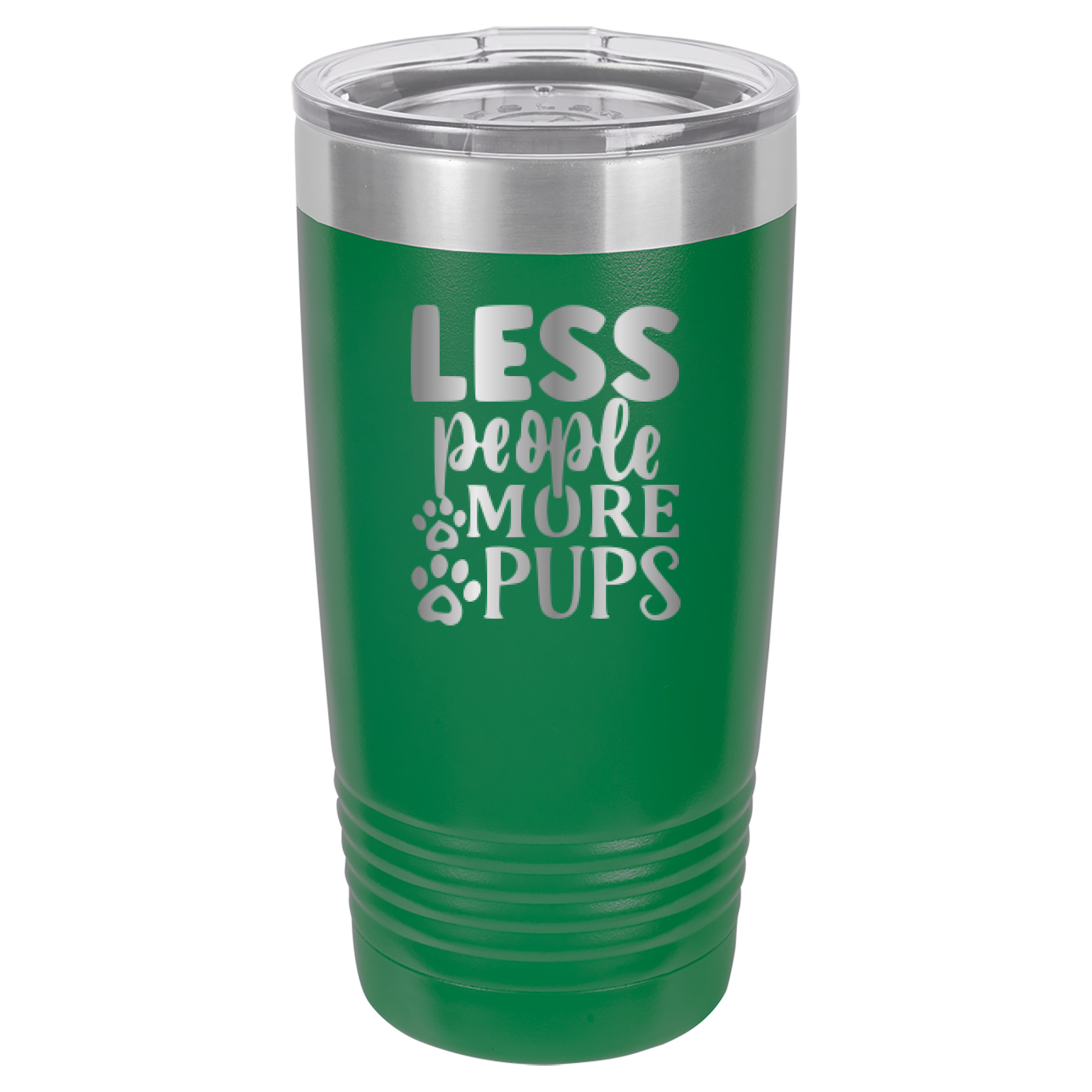 Less People More Pups - 20oz Polar Camel Tumbler - Green image