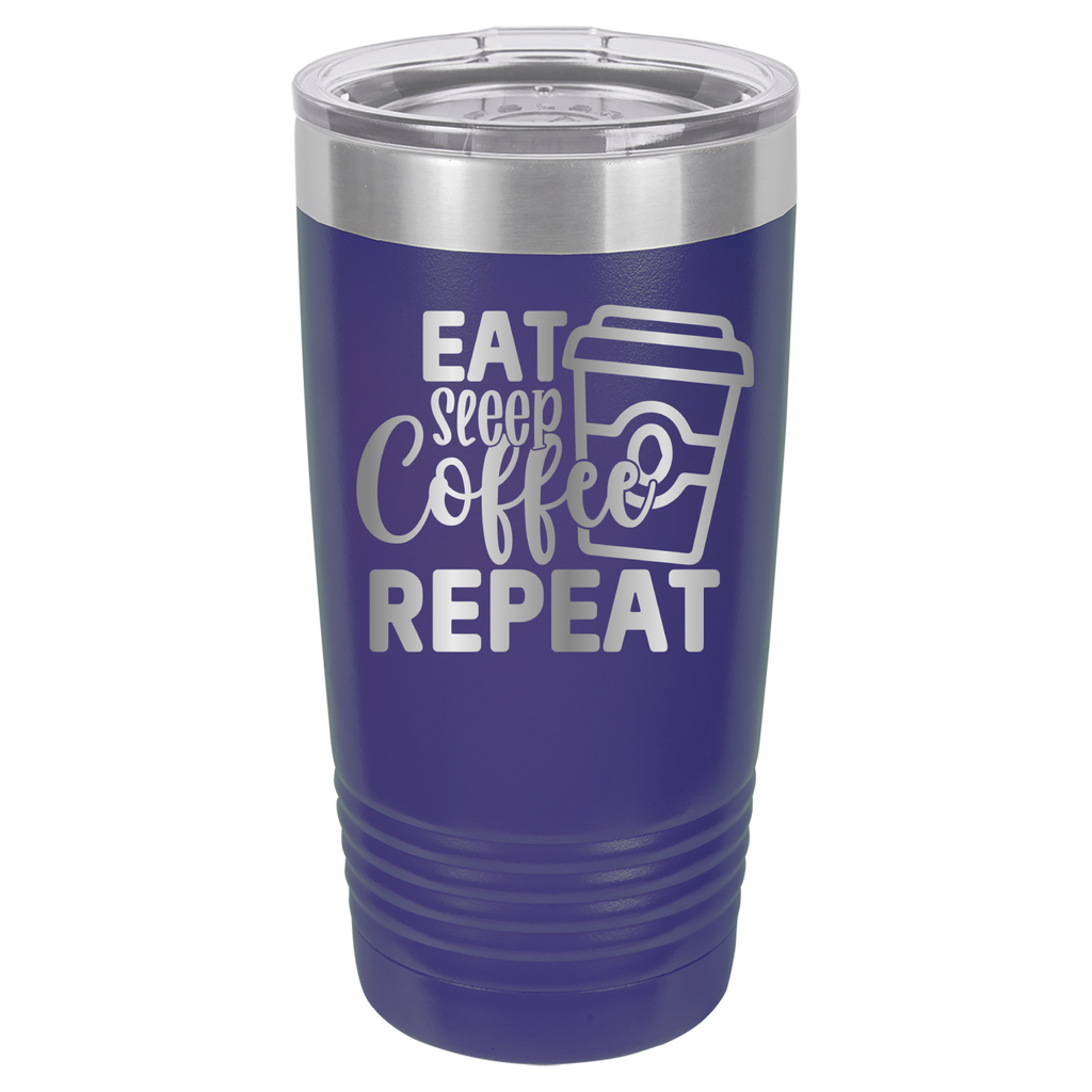 Eat, Sleep, Coffee, Repeat - 20oz Polar Camel Tumbler - For Coffee Lovers! - Purple image